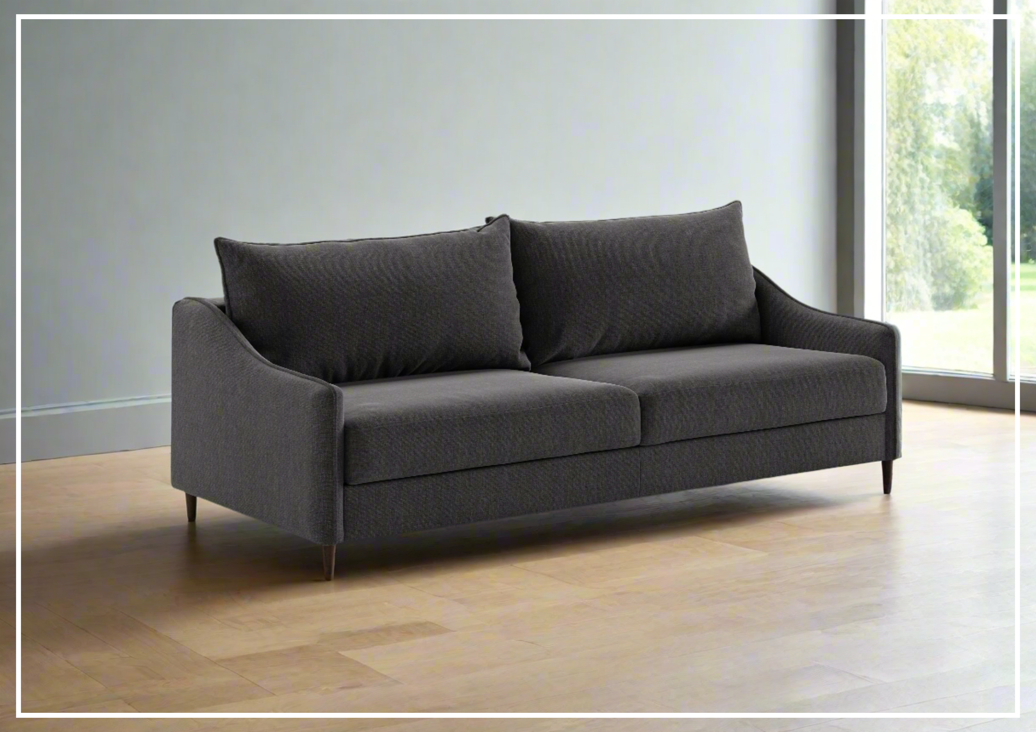 Luonto Ethos Fabric King Sleeper Sofa with Wood or Chrome Legs - Convertible Sofa Bed for Living Room, Guest Room & Small Spaces