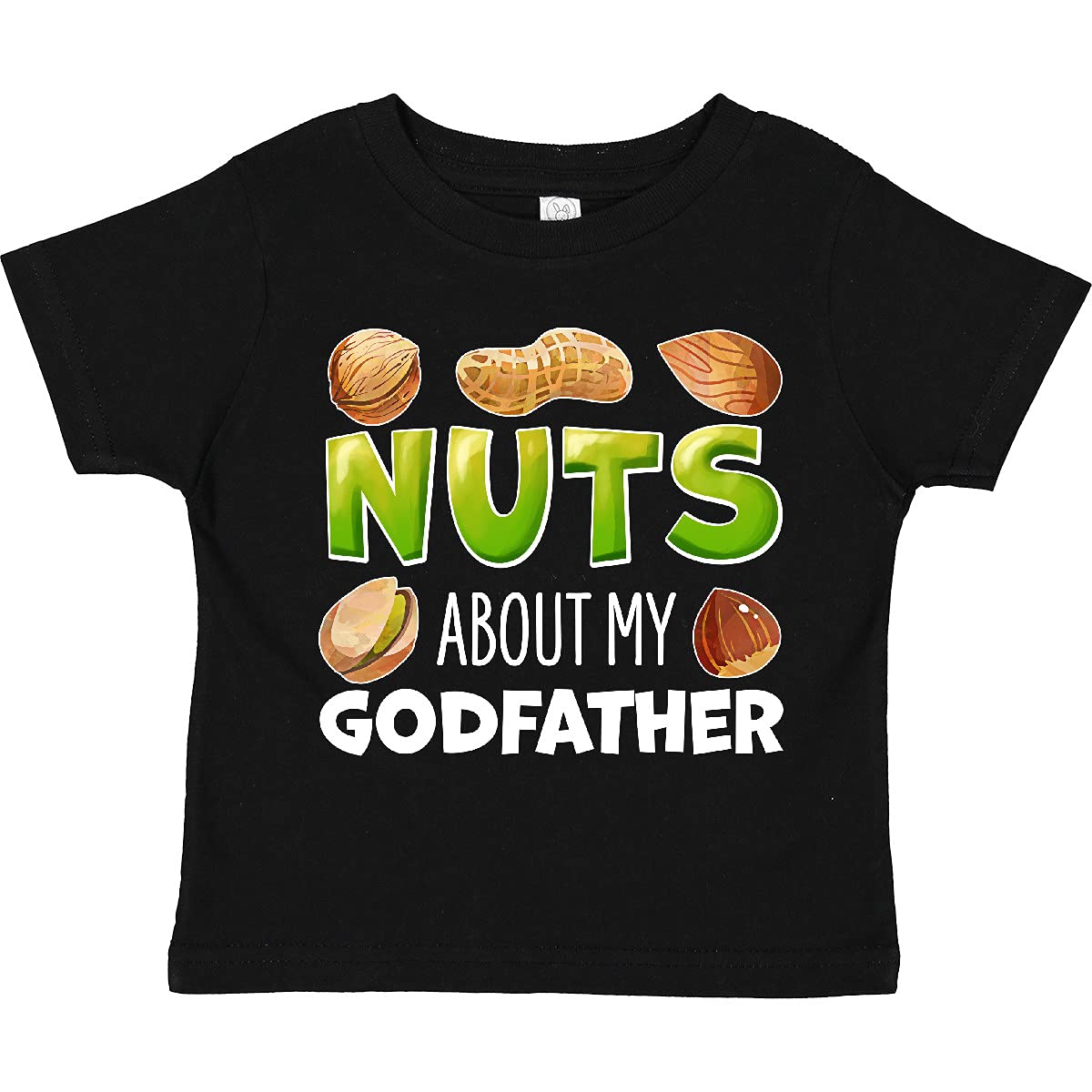 Inktastic 'Nuts About My Godfather' Peanut Almond Pistachio Graphic Toddler T-Shirt - Cute Casual Outfit for Family Gatherings & Playdates