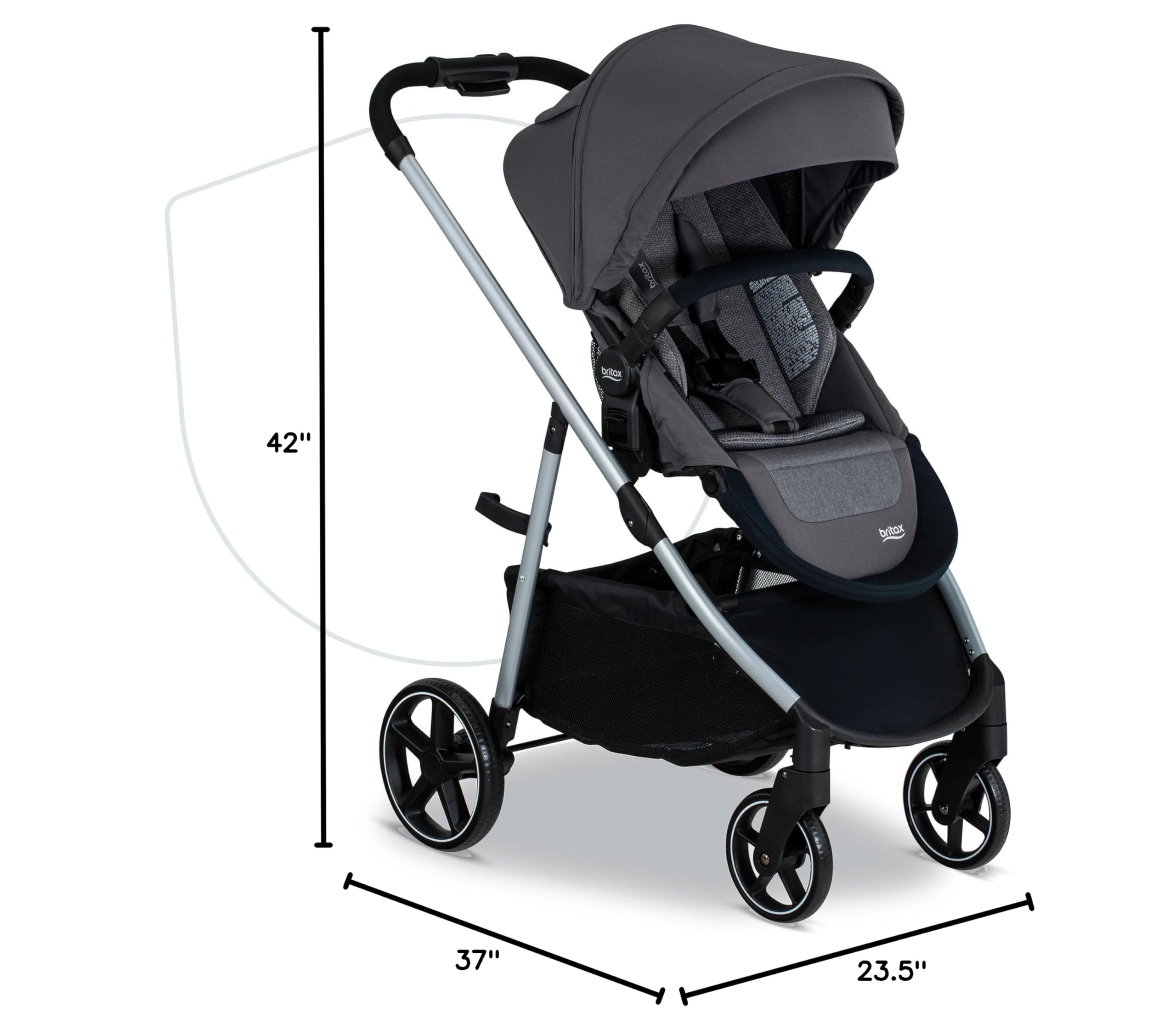 Britax Grove™ Modular Stroller - Lightweight Travel Stroller with CozyFit™ Insert & Bumper Bar | 6 Riding Modes | SafeWash Fabric | Pindot Stone | Perfect for City Walks, Shopping & Family Outings