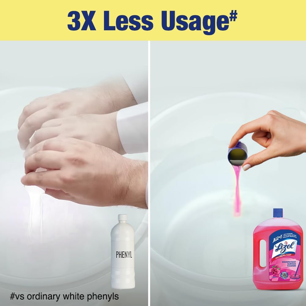 Lizol Disinfectant Surface & Floor Cleaner Liquid - Floral Scent 2L + Lizol Kitchen Cleaner Spray 450ml (2-Pack) with Free Scotch-Brite Sponge Wipe | Multi-Purpose Cleaning for Home, Kitchen, Bathroom & Floors