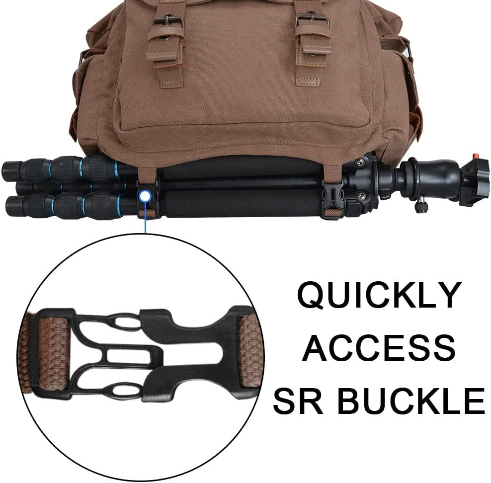 Durable Canvas DSLR/SLR Camera Bag Case Compatible with Nikon, Canon, Sony Mirrorless Cameras - Tripod Holder & Adjustable Shoulder Strap - Perfect for Travel, Photography & Outdoor Shooting (Brown)