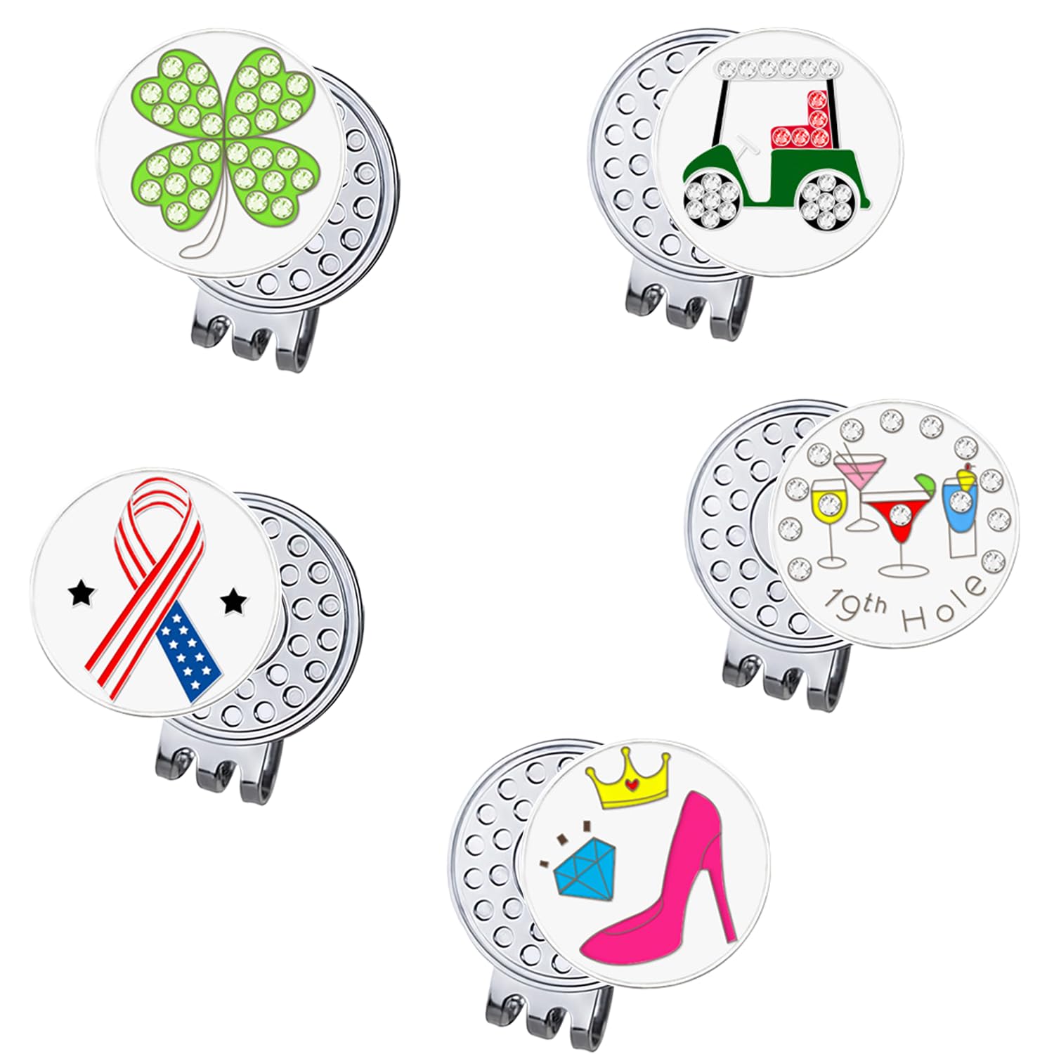 12PCS Magnetic Golf Hat Clips - Nickel-Plated Alloy Ball Marker Holders for Golf Caps & Gloves | Professional Golf Training Accessories | Perfect for Golf Course, Driving Range & Practice Sessions