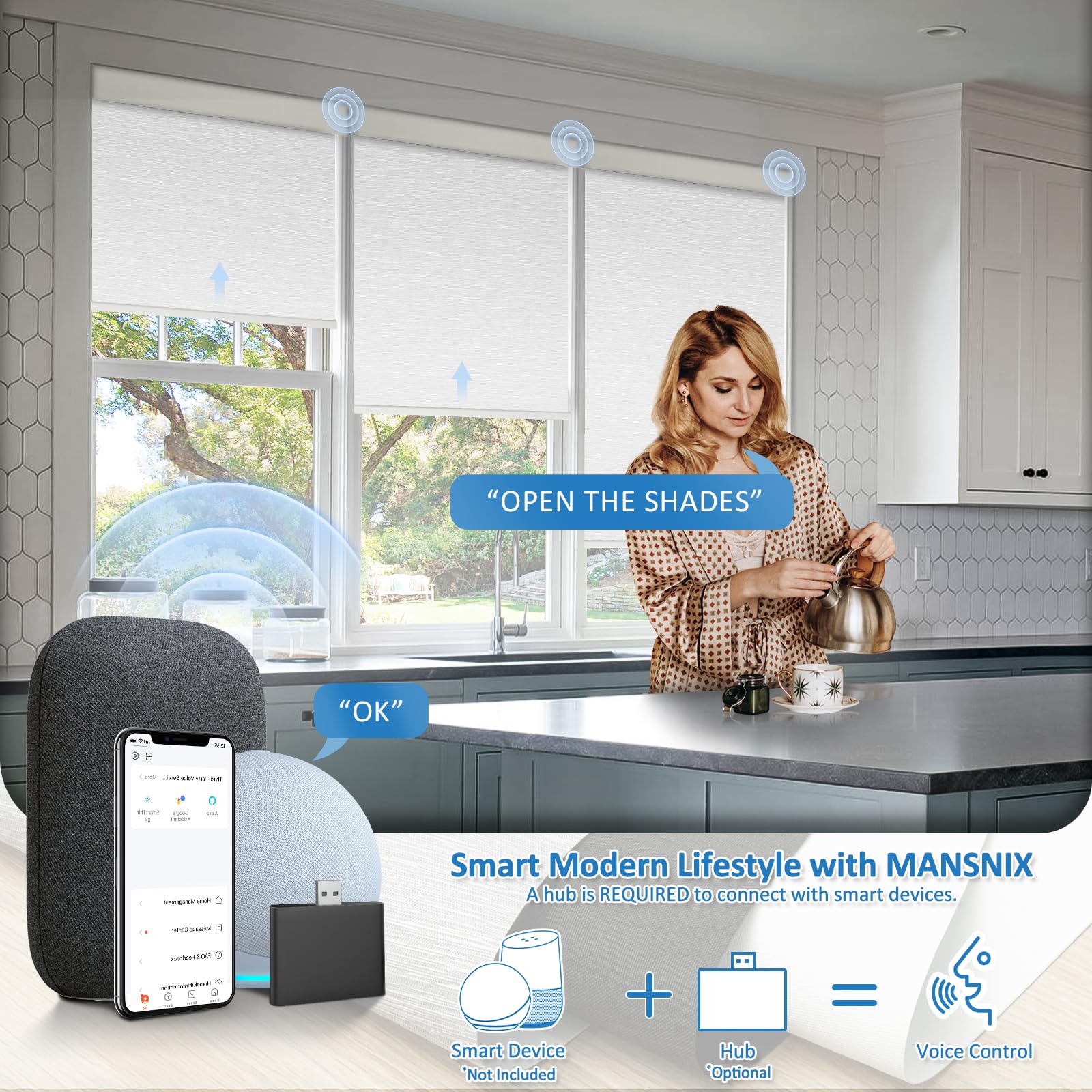 Smart Motorized Blinds with Remote Control - Cordless No-Drill Automatic Roller Shades for Windows - Blackout Electric Window Blinds for Home & Office (White, 38