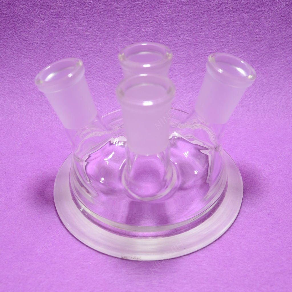2000ML 4-Neck Round Bottom Flask with 24/40 Joints, 2L Borosilicate Glass Reactor Flask with Easy Clamp - Perfect for Chemistry Experiments, Distillation & Organic Synthesis