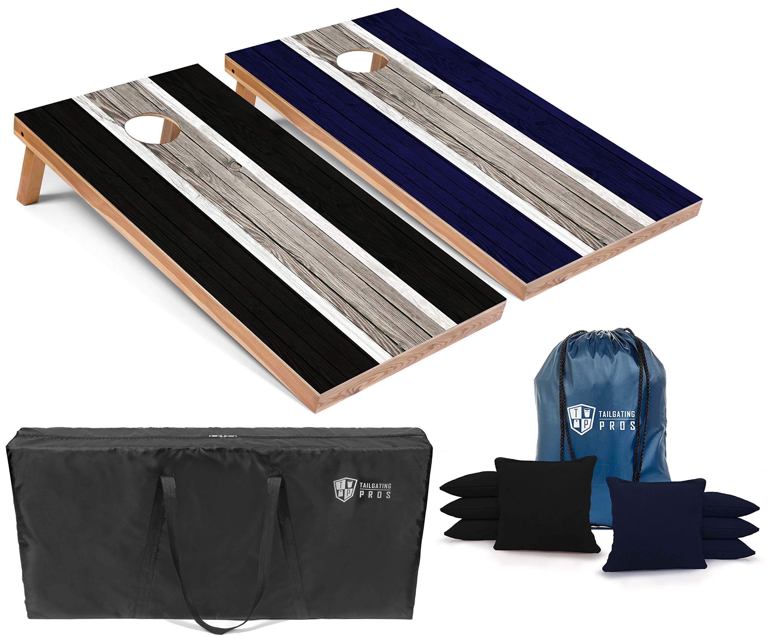 Premium LED Cornhole Board Set - 4'x2' Regulation Size with Striped Lightweight Design, Ring Lights, 8 Bean Bags & Carrying Case - Perfect for Tailgating, Backyard Parties, and Outdoor Games