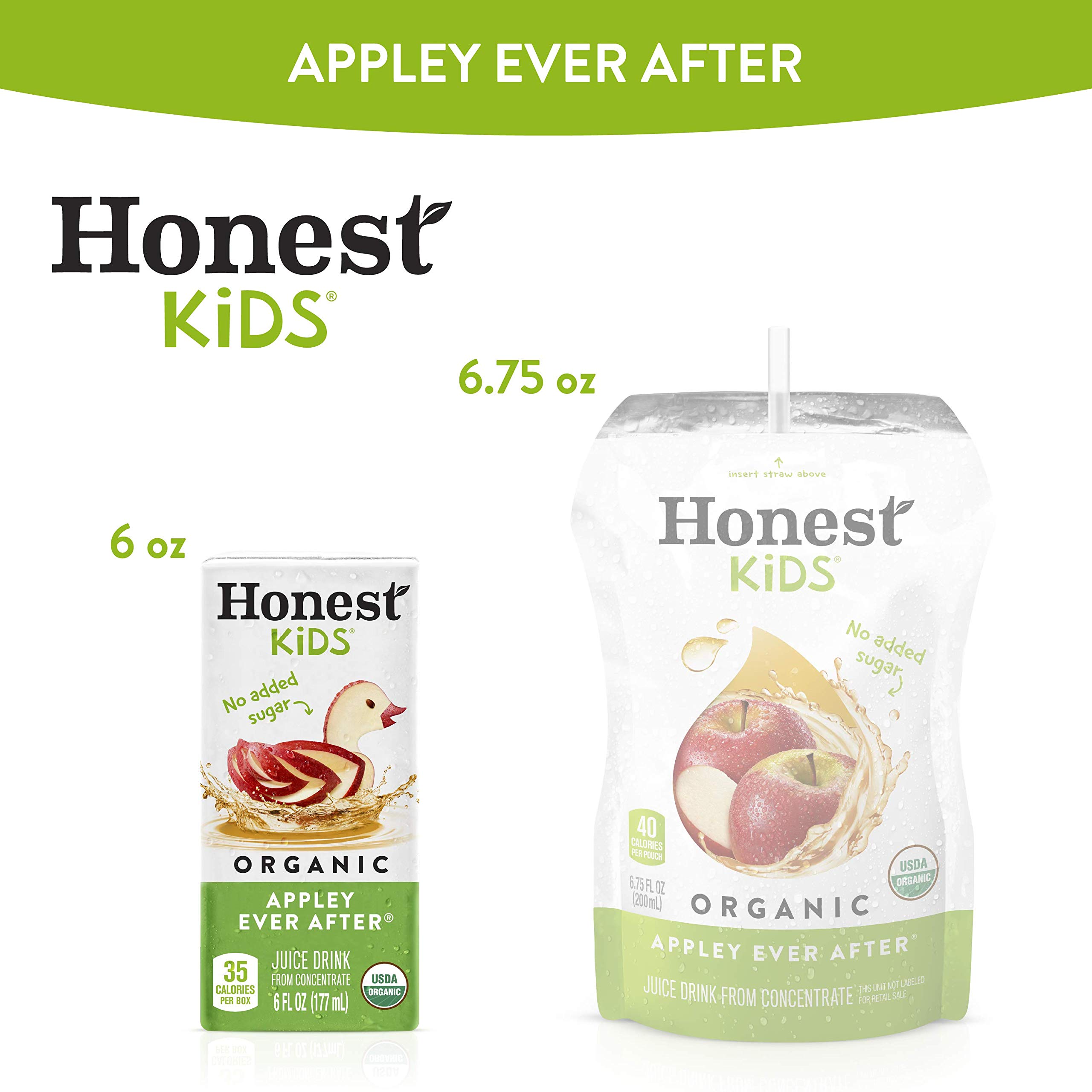 Organic Honest Kids Appley Ever After Juice Drink - 6 Fl oz Juice Boxes, Pack of 40, Apple Flavored | Healthy Snack for Kids Lunchboxes, School, Parties & On-the-Go Hydration