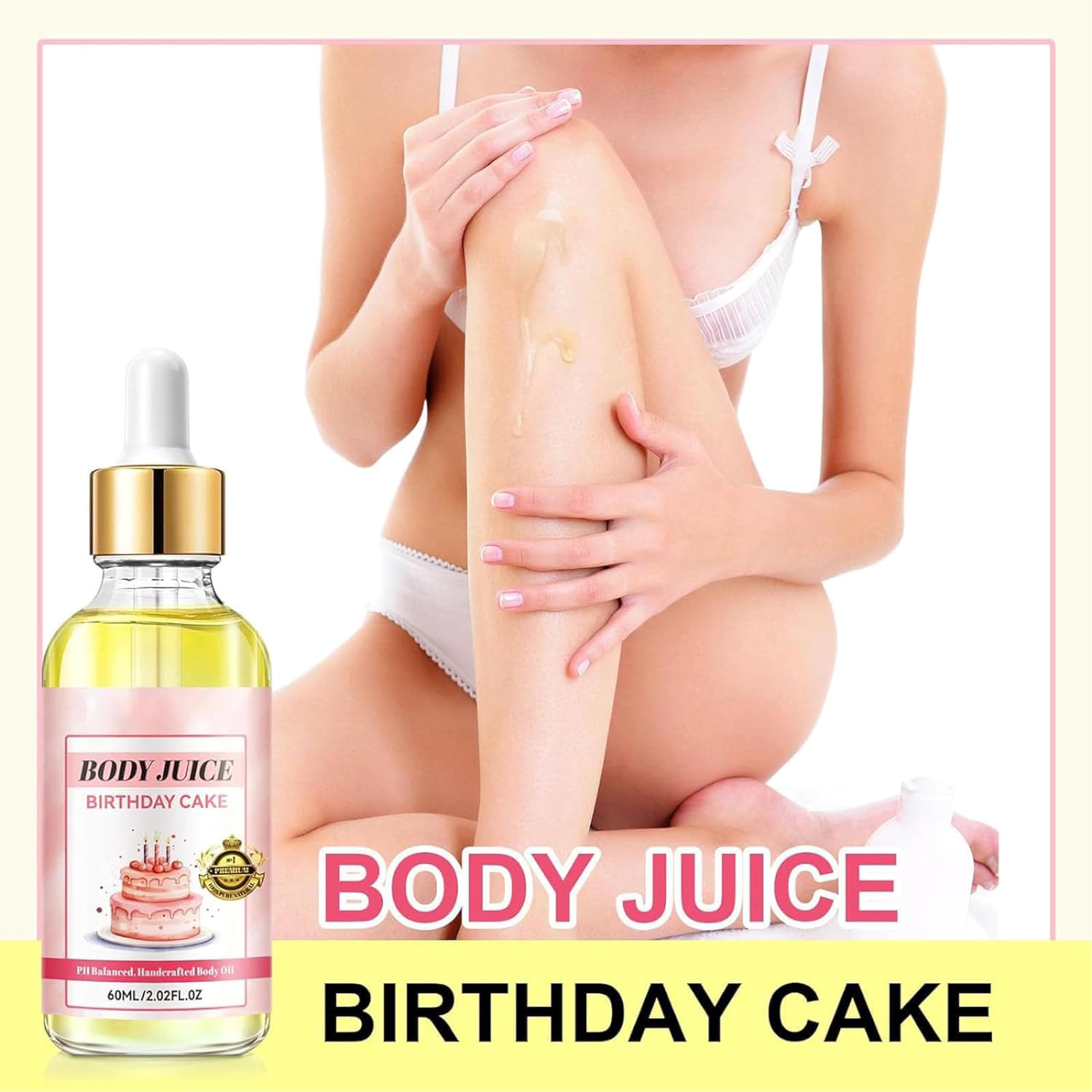 **Organic Coconut Cream Pie & Vanilla Body Oil - 60ml Handcrafted Moisturizing Body Oil for Women - Hydrating, Nourishing & Long-Lasting - Perfect for Dry Skin, Massage & Aromatherapy (Strawberry Shortcake Scent)**