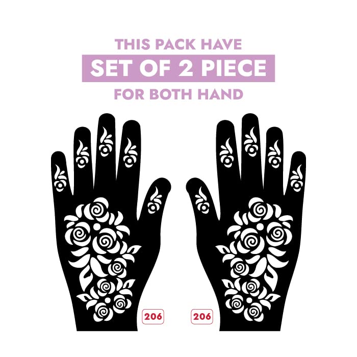 Apcute Henna Stencil Kit - Easy to Use Temporary Tattoo Stickers for Kids, Girls & Women | Beautiful Mehandi Design Collection (Design No. H-B-206) - Perfect for Parties, Weddings & Festive Celebrations