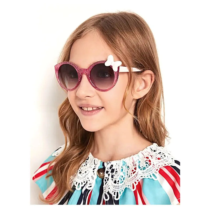 UV Protection Kids Sunglasses with Minnie Mouse Bow - Stylish & Safe for Outdoor Play, Beach, and Sunny Days