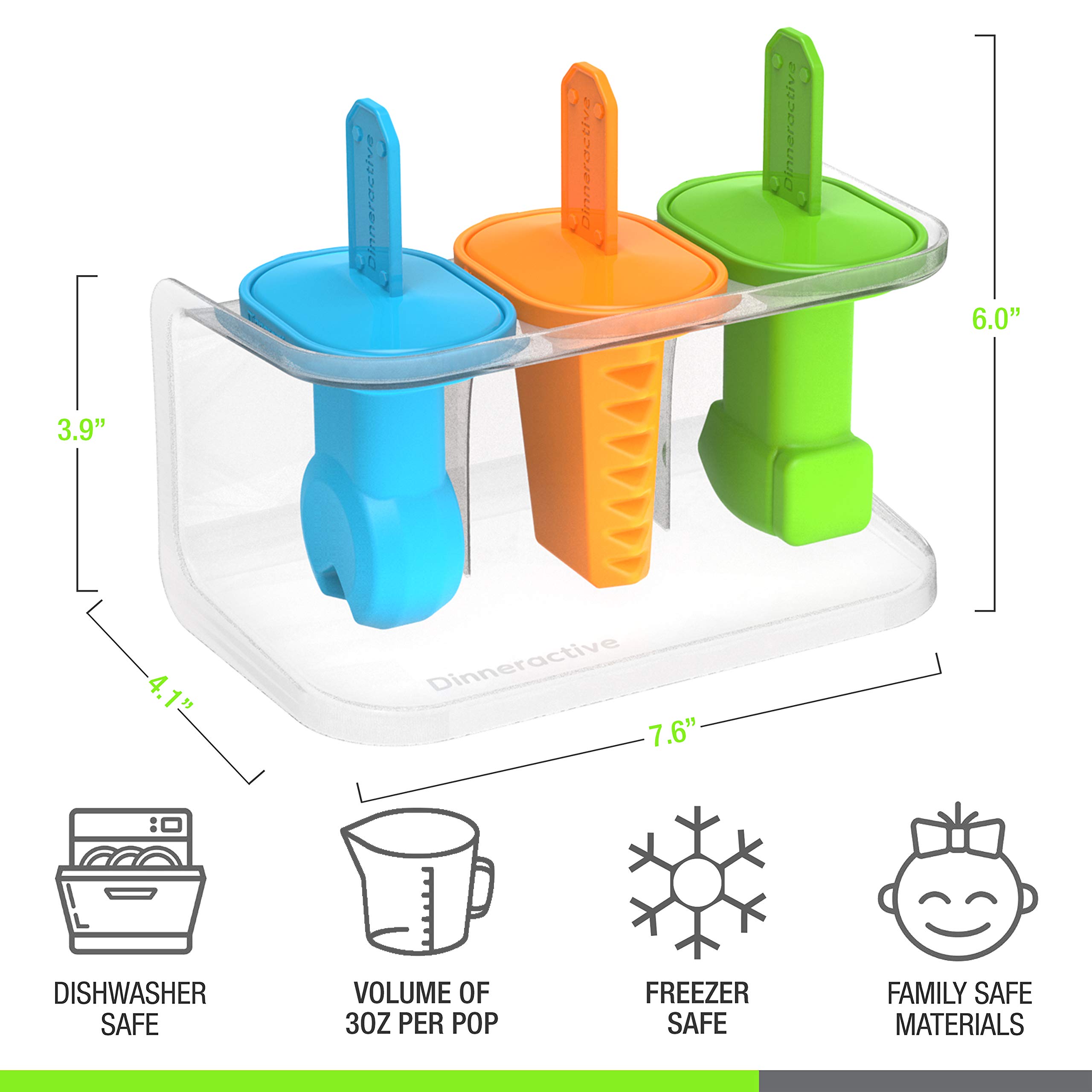 Dinneractive Play Pop Popsicle Molds - 3 Piece Tool Themed Set - Reusable Silicone Ice Pop Molds for Kids DIY Treats - Perfect for Birthday Parties, Summer Snacks & Family Fun Activities