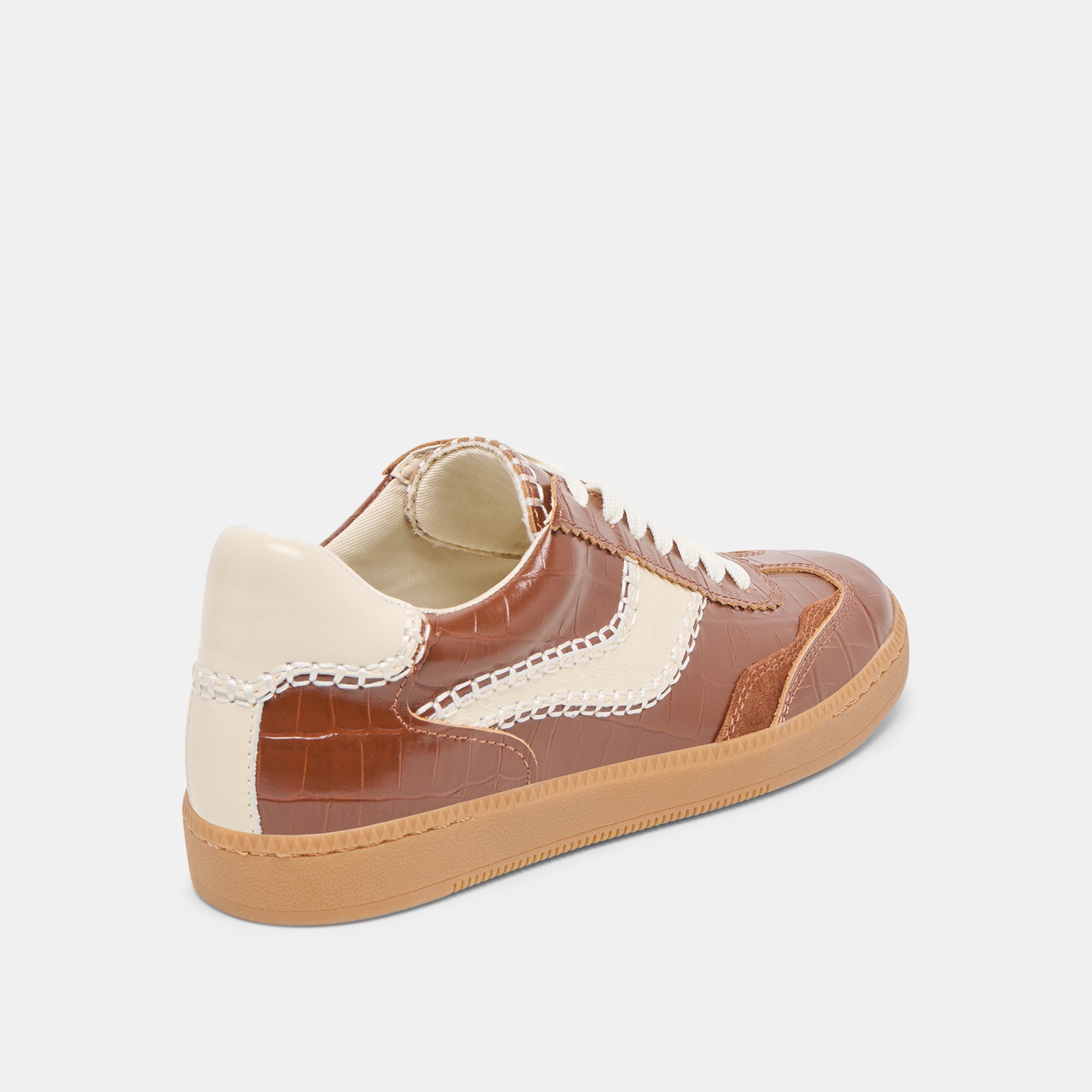 Stylish Cognac Crocodile Embossed Leather Sneakers - Notice Stitch Design - Perfect for Casual Wear, Office & Outdoor Activities