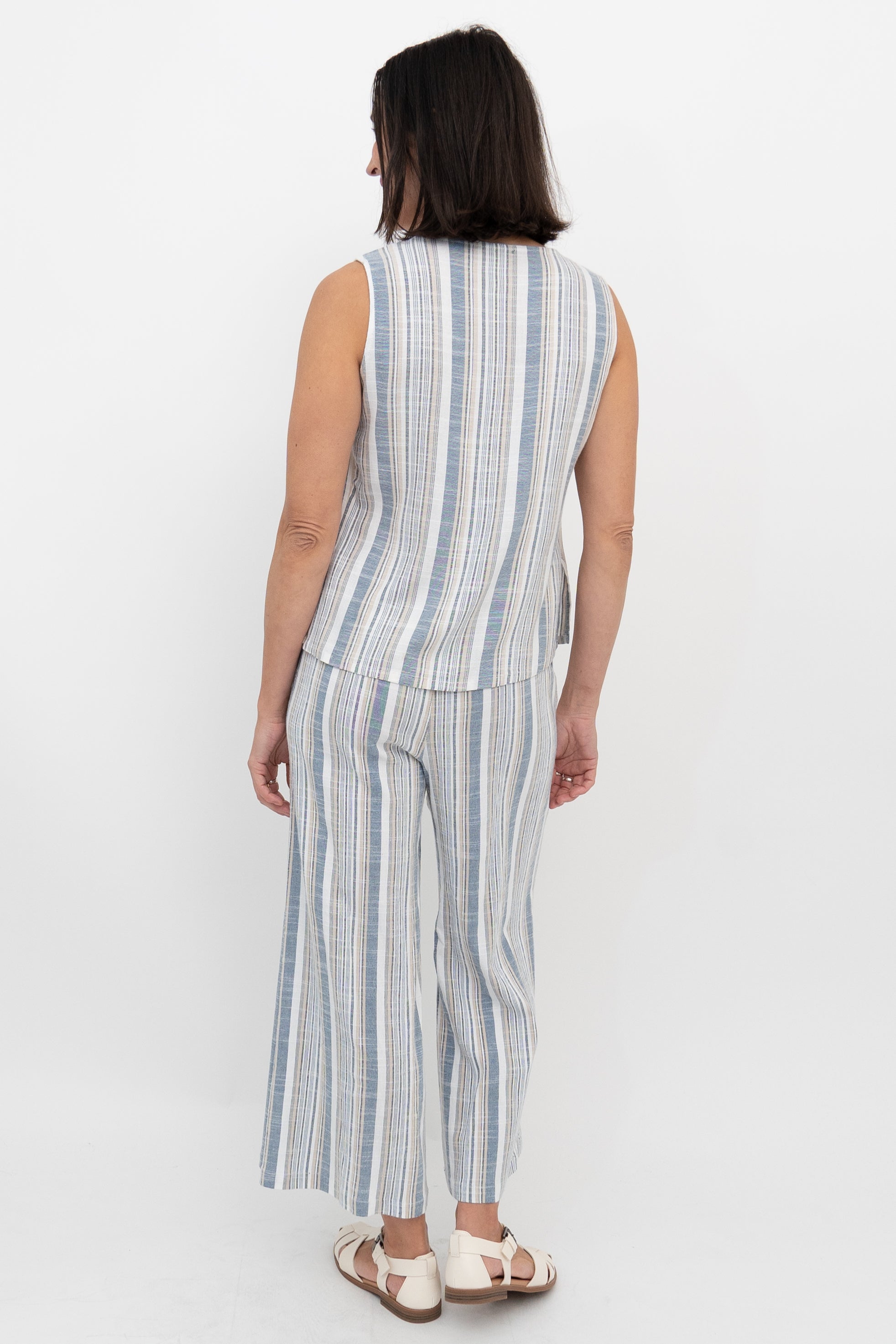 Havana Tank Top - Sand Stripe Linen Bamboo Blend - Perfect for Summer Beach Outfits and Casual Wear
