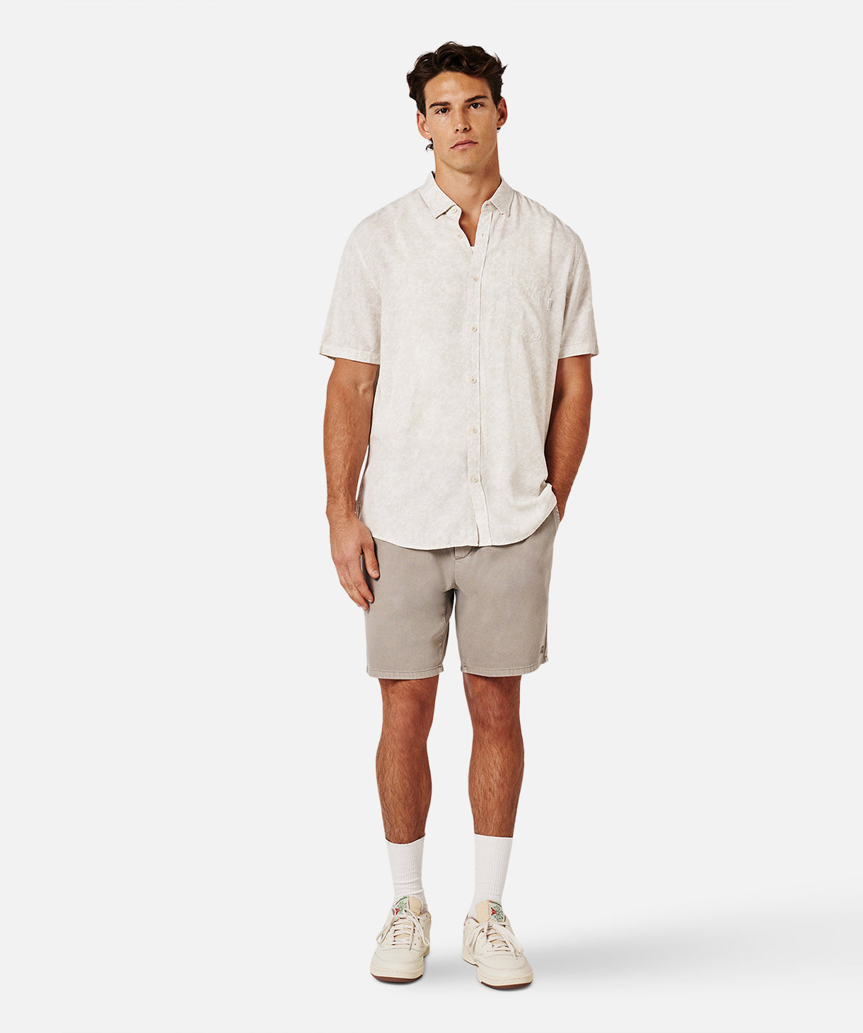 Alicante Short Sleeve Shirt for Men - White & Sage Green Casual Button Down Shirt | Perfect for Summer Outfits, Office Wear & Casual Fridays