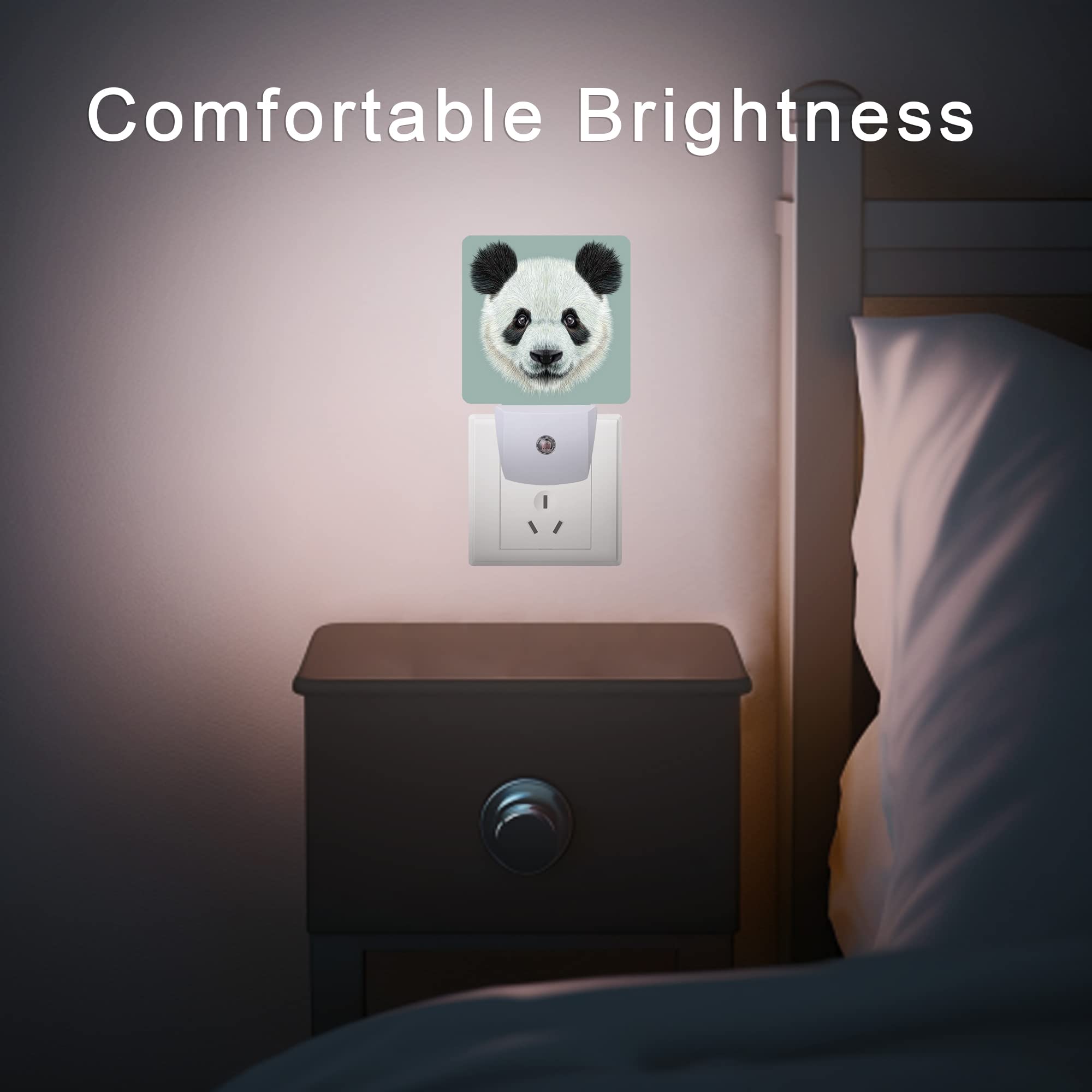 Cute Panda Night Light - 0.5W LED Plug-in Wall Nightlight with Dusk to Dawn Sensor | Asian Bear Shaped Nursery Light for Kids Bedroom, Hallway, Stairway | Perfect for St Patrick's Day Decor & Cozy Nighttime Ambience