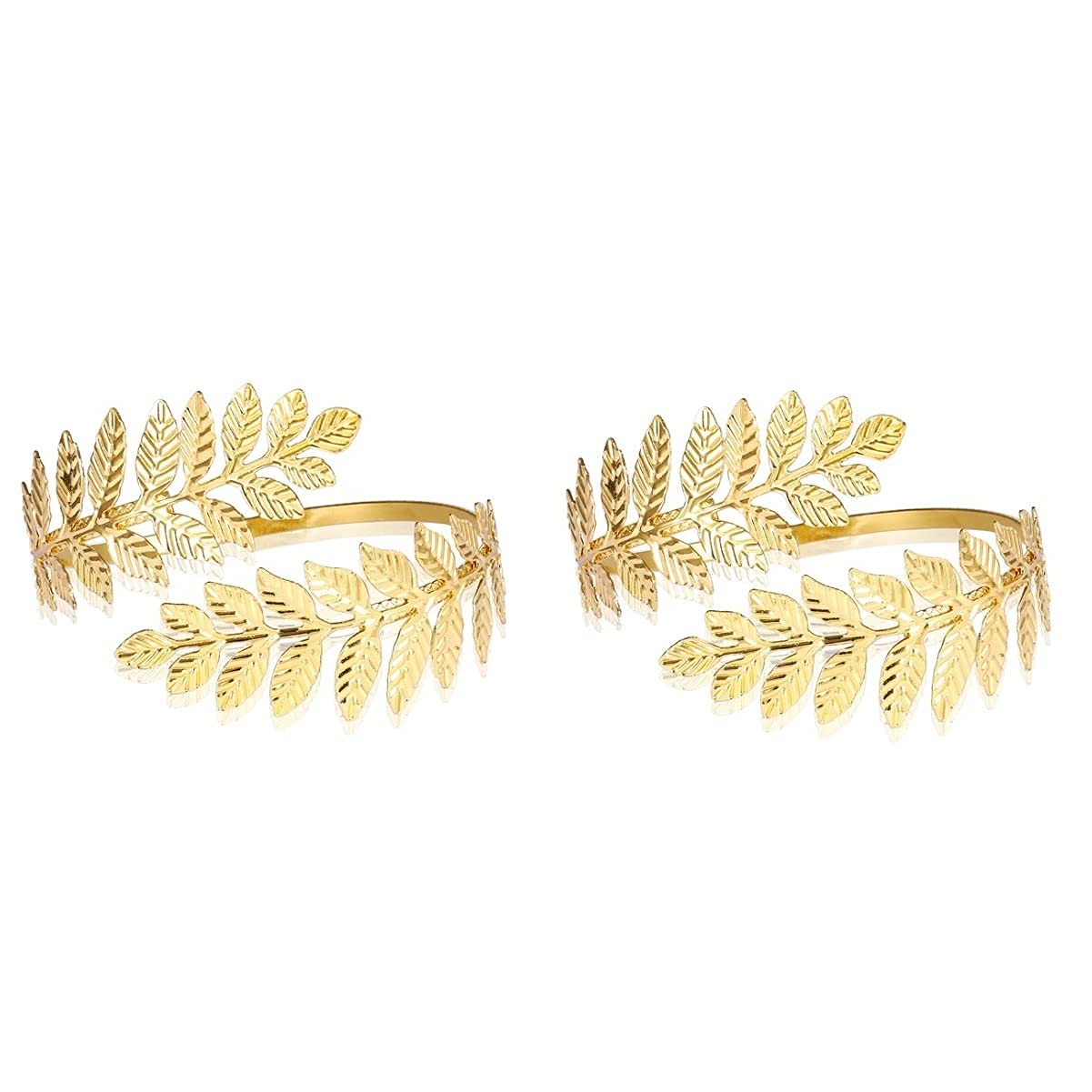 1 Pair Fashion Swirl Leaf Arm Cuff Bracelet - Adjustable Open Bangle Armband for Women - Perfect for Parties, Weddings and Boho Style Outfits