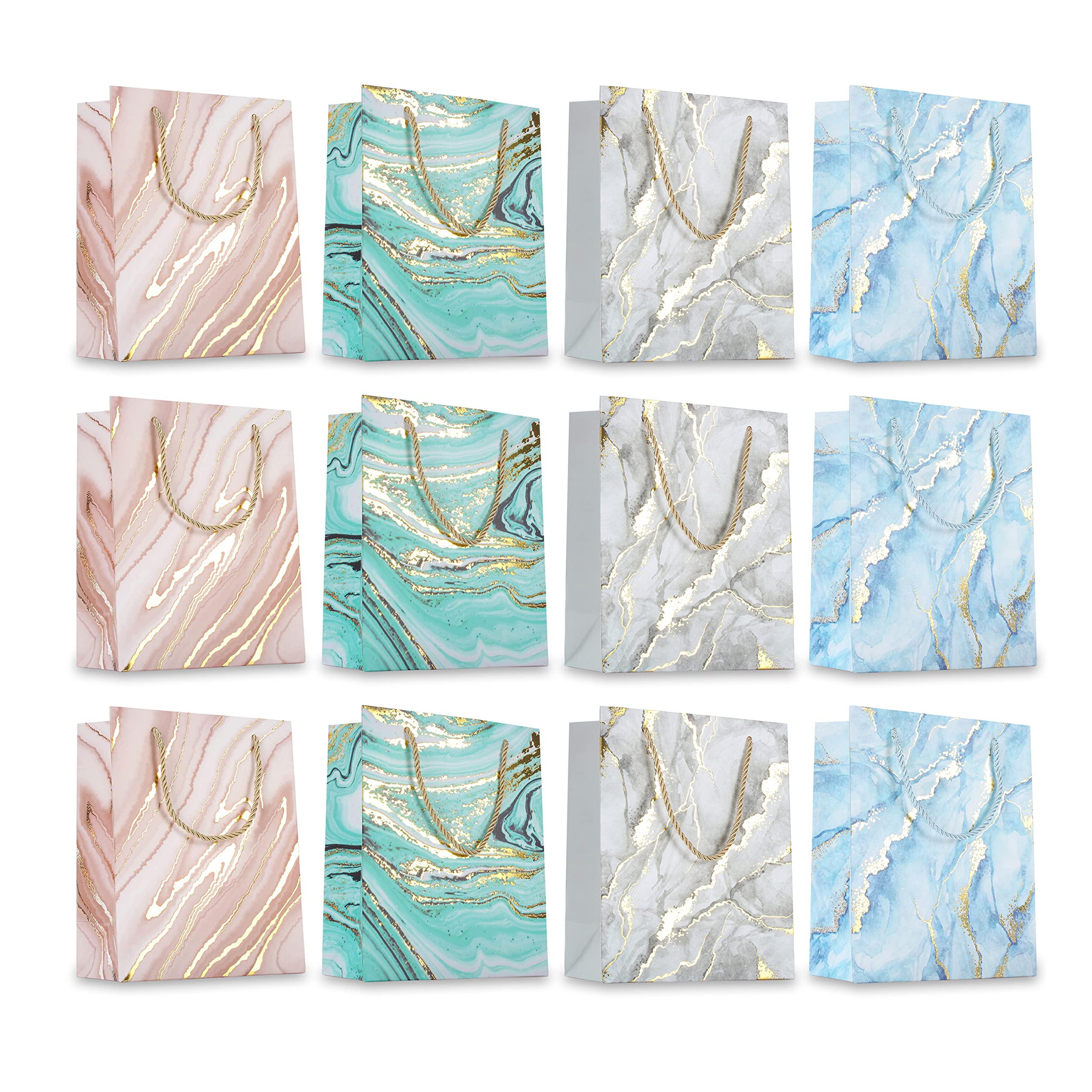 YACEYACE 12Pcs Medium Size Marble Gift Bags with Handles - 7