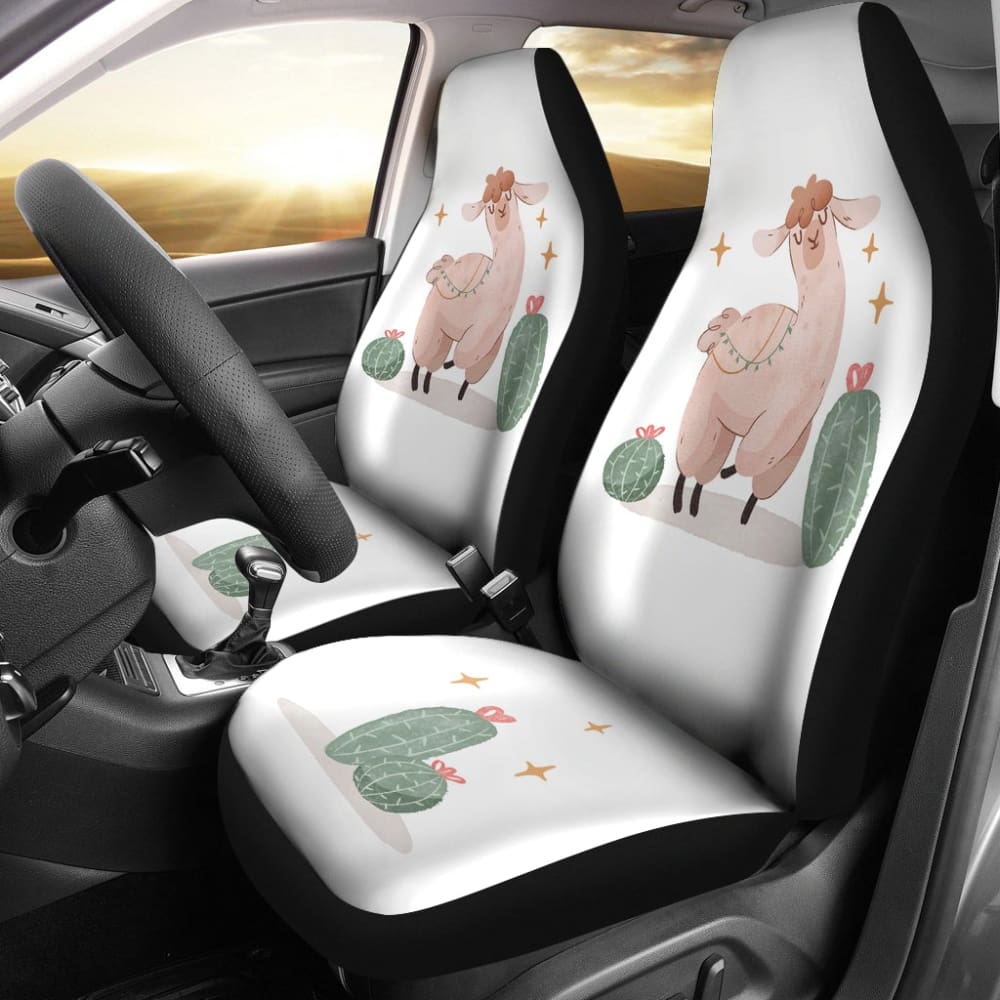 Premium Cactus & Llama Car Seat Covers - Universal Fit, Soft & Durable - Perfect for SUVs, Trucks & Sedans - Protect Your Seats from Pets, Kids & Spills