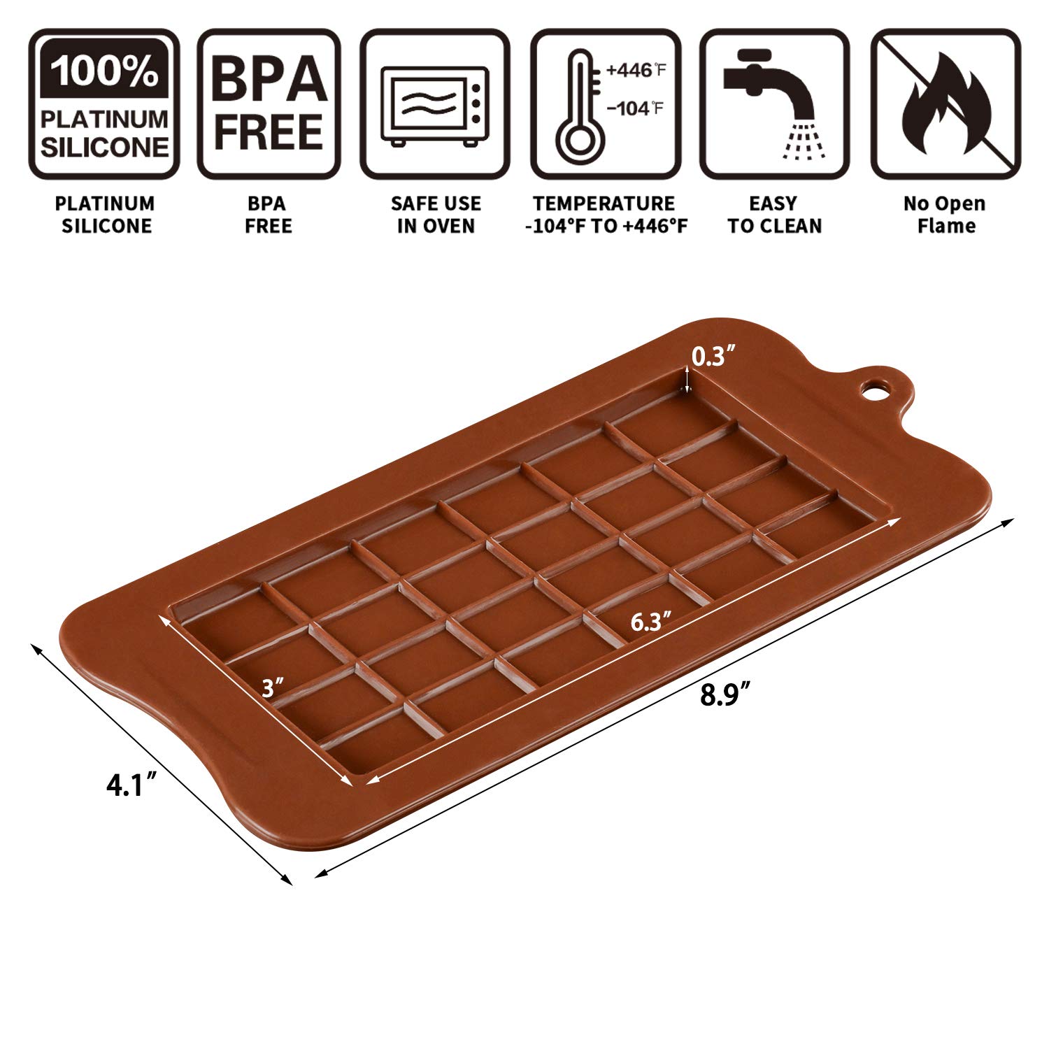 Silicone Chocolate Bar Mold Set of 4 - Break Apart Candy & Protein Bar Molds for Homemade Chocolate, Energy Bars - Perfect for Baking, Candy Making, and DIY Treats at Home