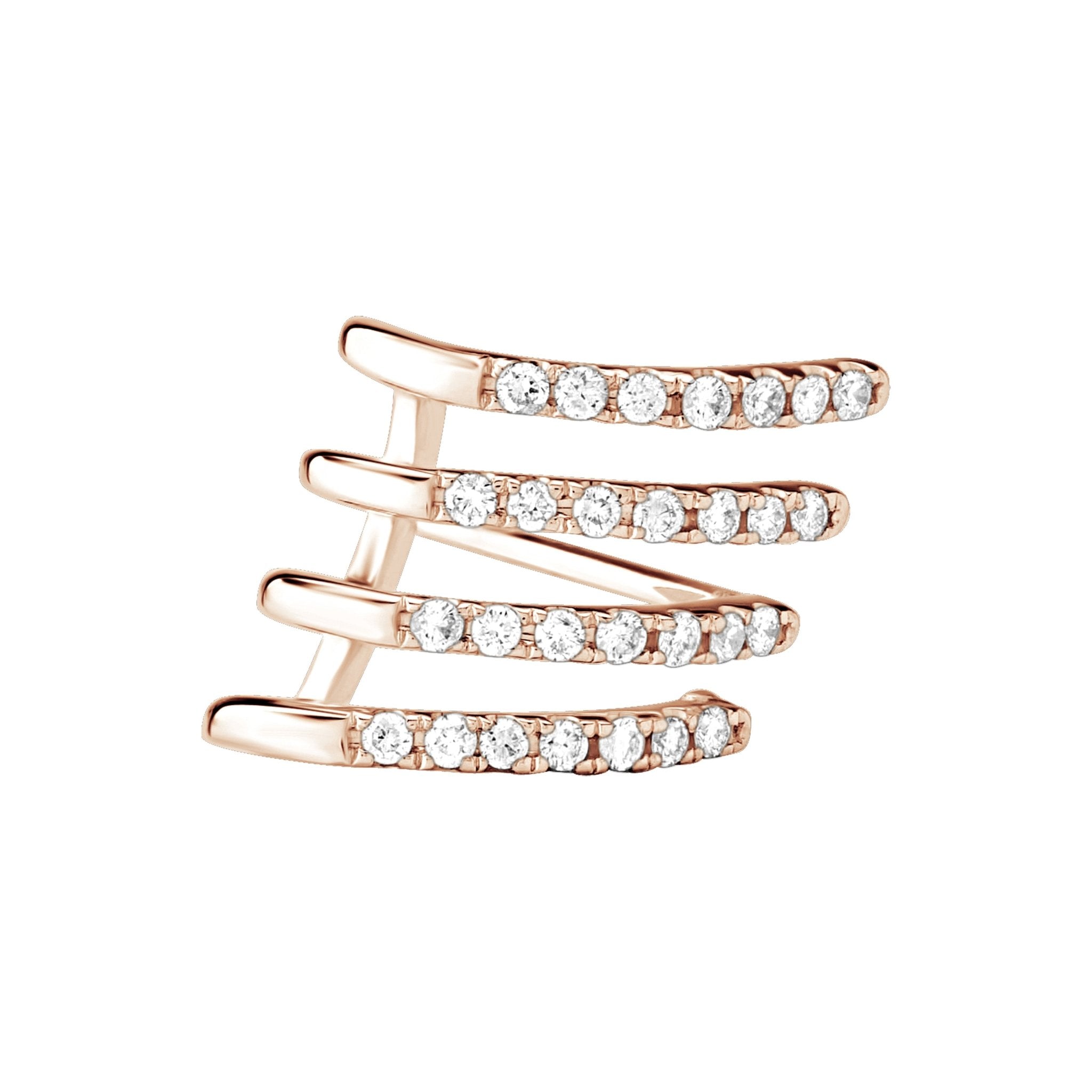 14K Yellow Gold Diamond Multi Huggie Illusion Stud Earrings for Women - Perfect for Everyday Wear, Parties & Special Occasions