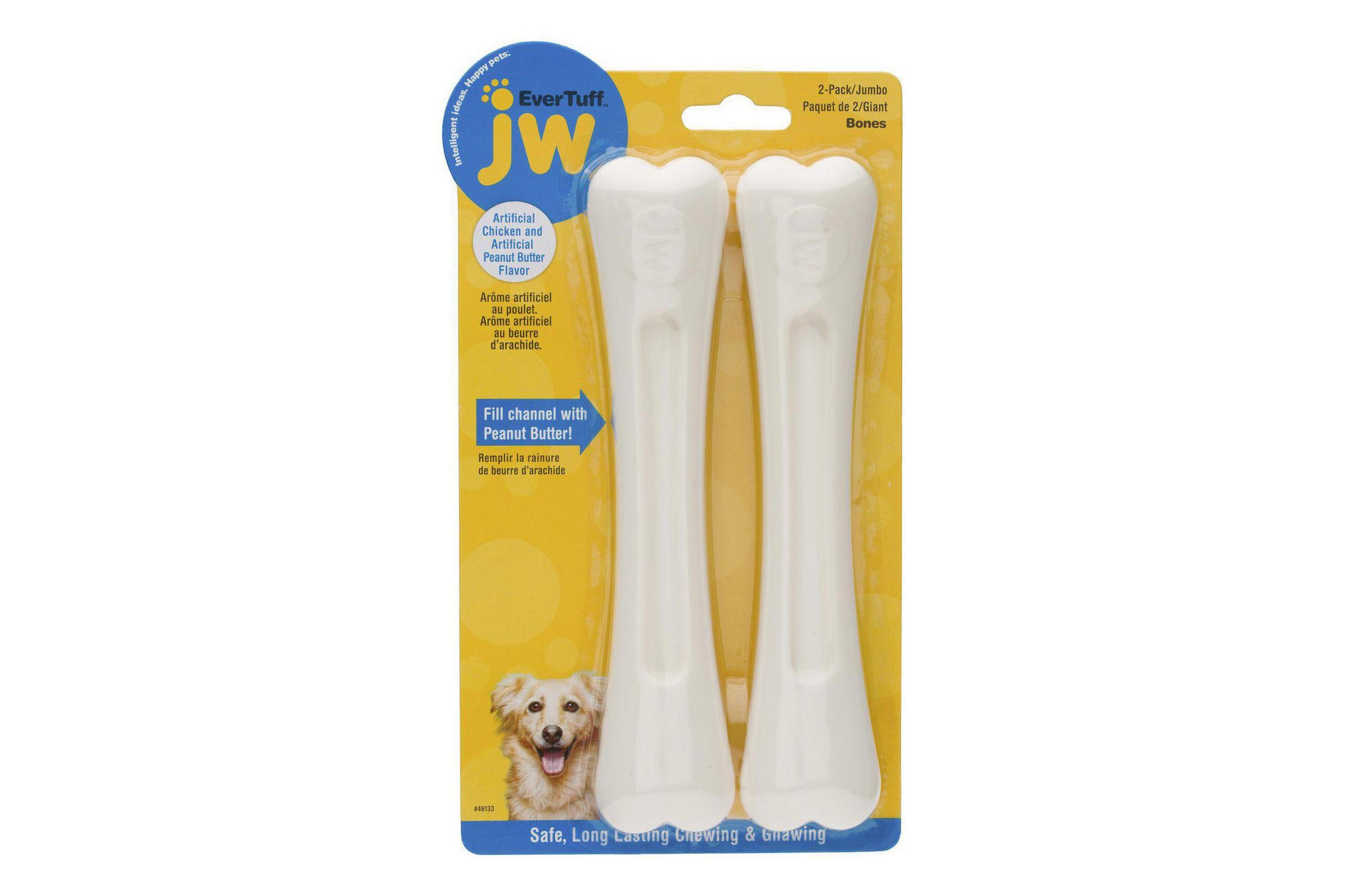 EverTuff Bone 2 Pack - Durable Dog Chew Toys with Chicken & Peanut Butter Flavor for Aggressive Chewers - Perfect for Training, Teething, and Dental Health