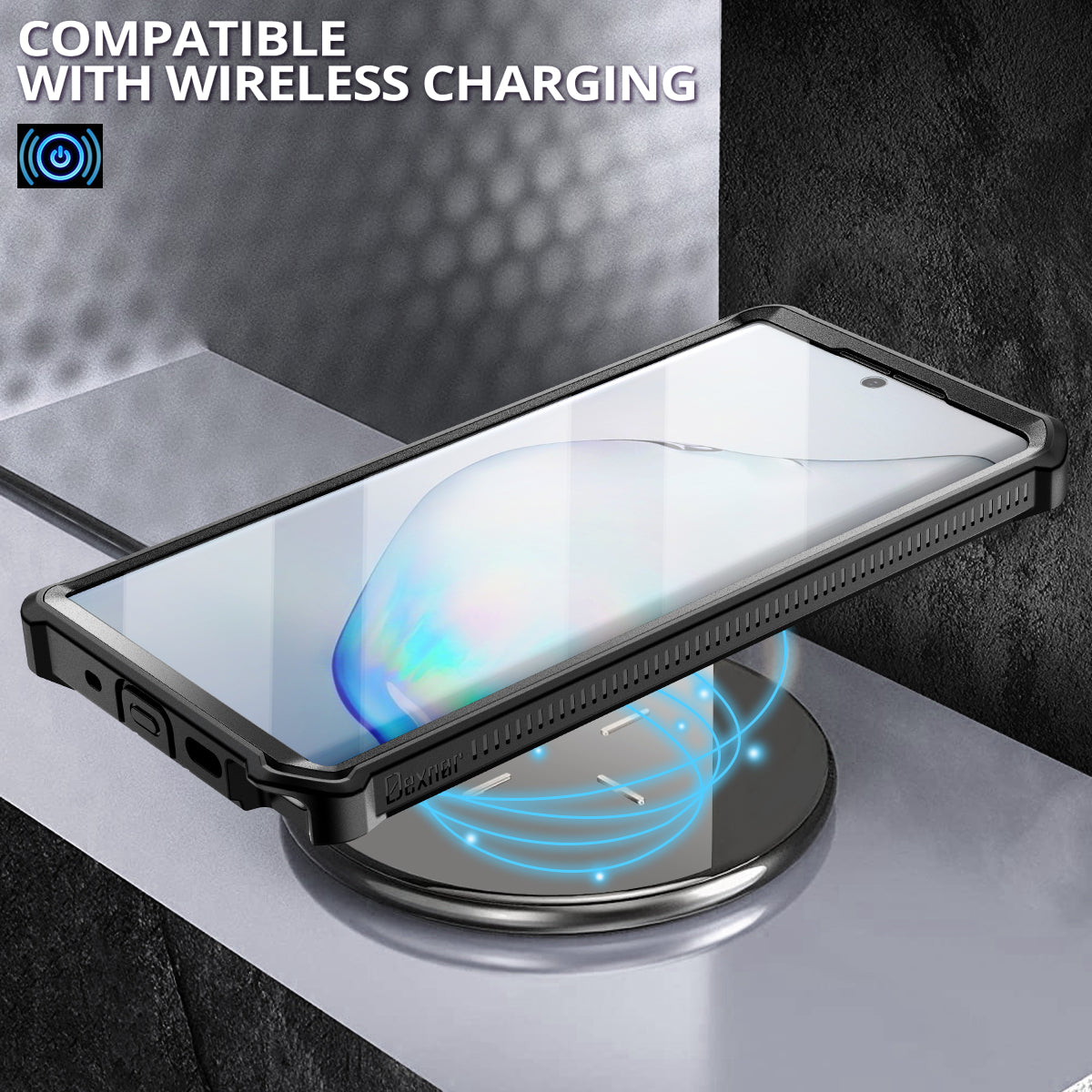 Dexnor Heavy Duty Shockproof Rugged Case for Samsung Galaxy Note 10+ with Built-in Kickstand & Full Body Protection | Includes Screen Protector | Perfect for Outdoor, Work & Travel