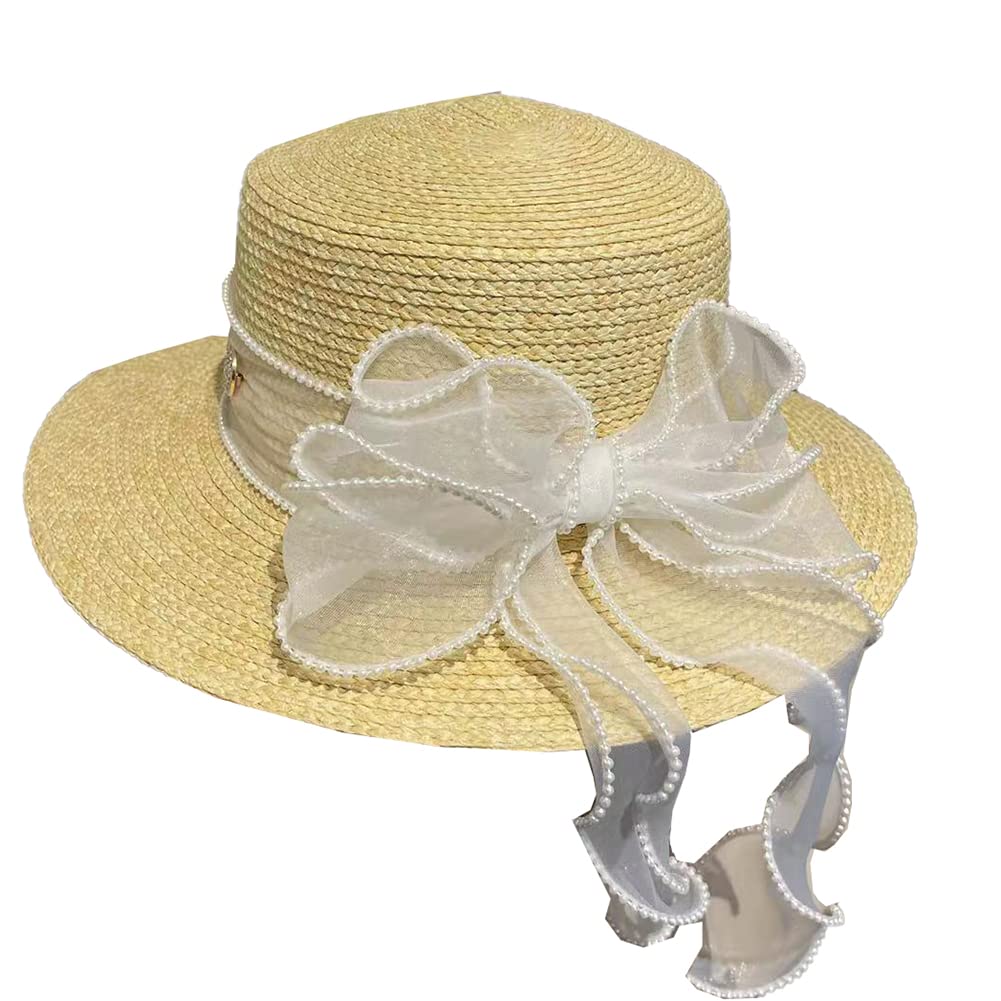Women's & Men's Straw Beach Sun Hat - Summer UV Protection Fedora Boater Hat for Outdoor Activities, Travel & Vacations