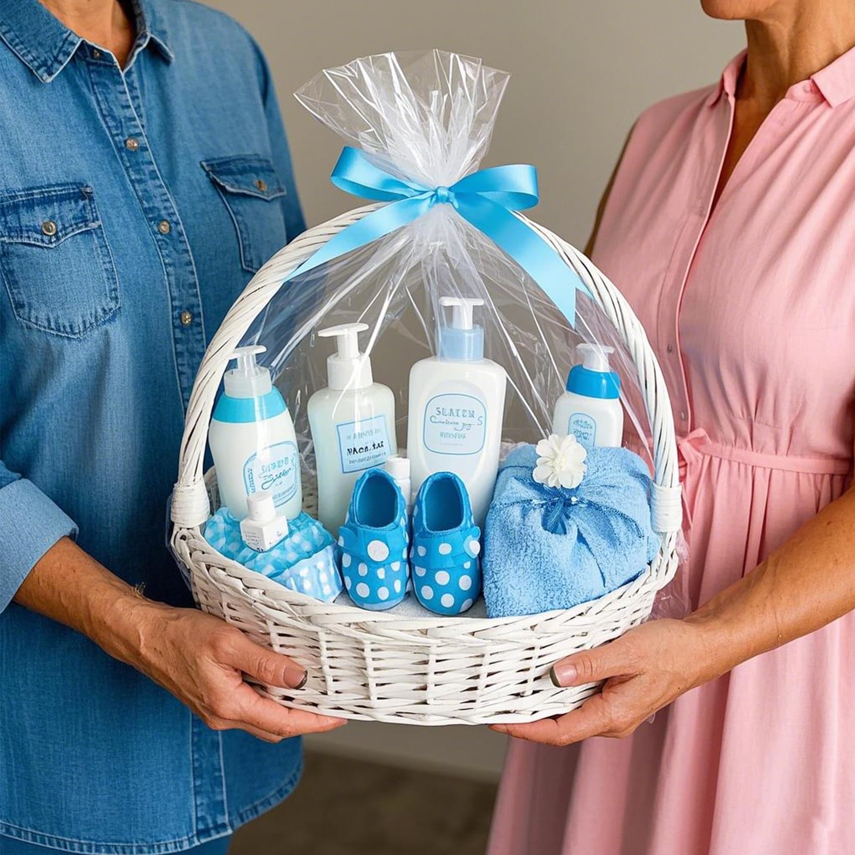 Morepack Easter Large Clear Cellophane Gift Baskets Bags 30x30 Inches - 10 Pack for Easter Baskets, Party Favors, Gift Wrapping & Holiday Decorations