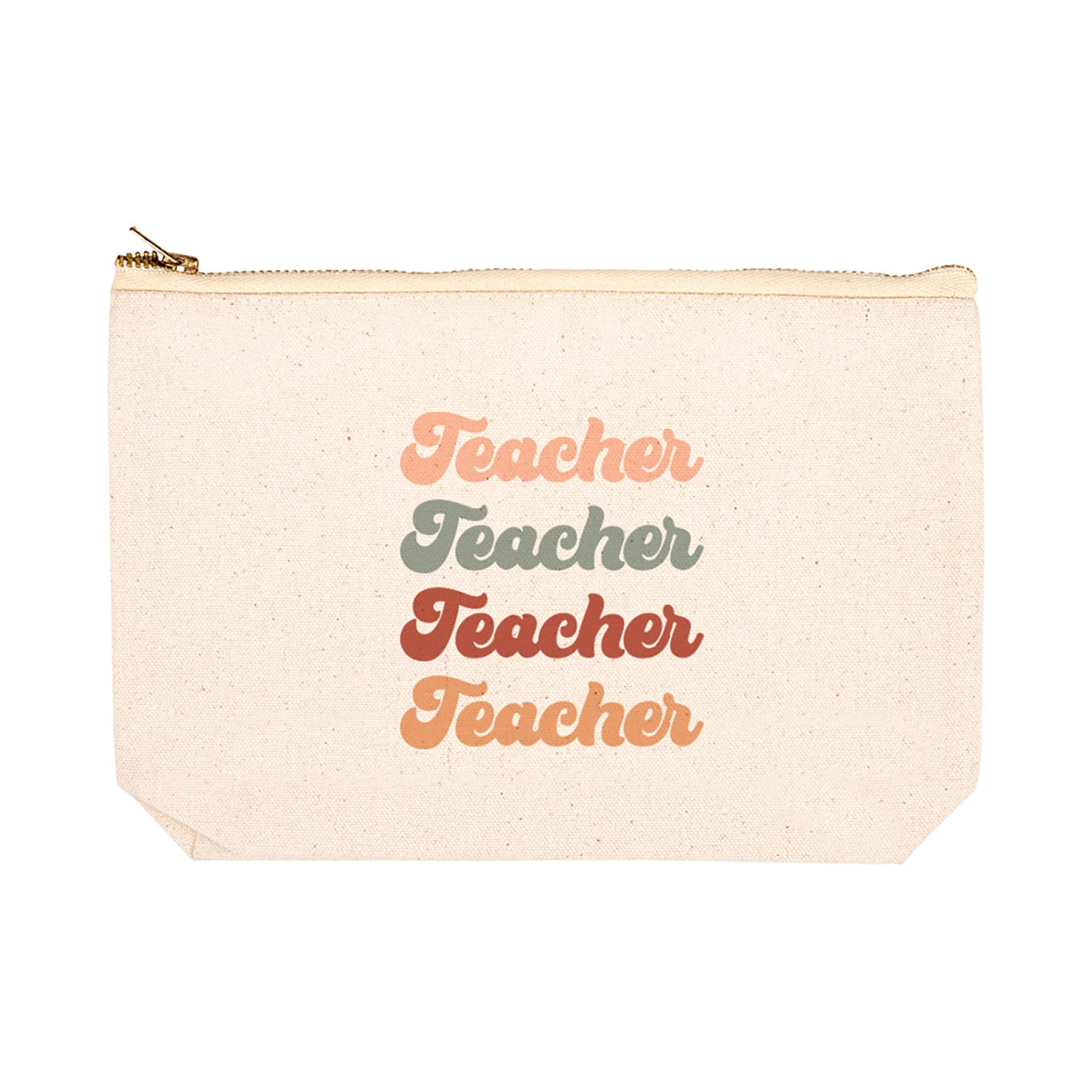 **Andaz Press Teacher Appreciation Cosmetic Bag - Boho Aesthetic Canvas Makeup Pouch for Women, Travel & Daily Use - Perfect Teacher Gift (9x6.5 Inches, 1-Pack)**    *(Use Case: Ideal for storing makeup, toiletries, stationery, or small essentials – great for teachers, travel, gym, or everyday organization.)*
