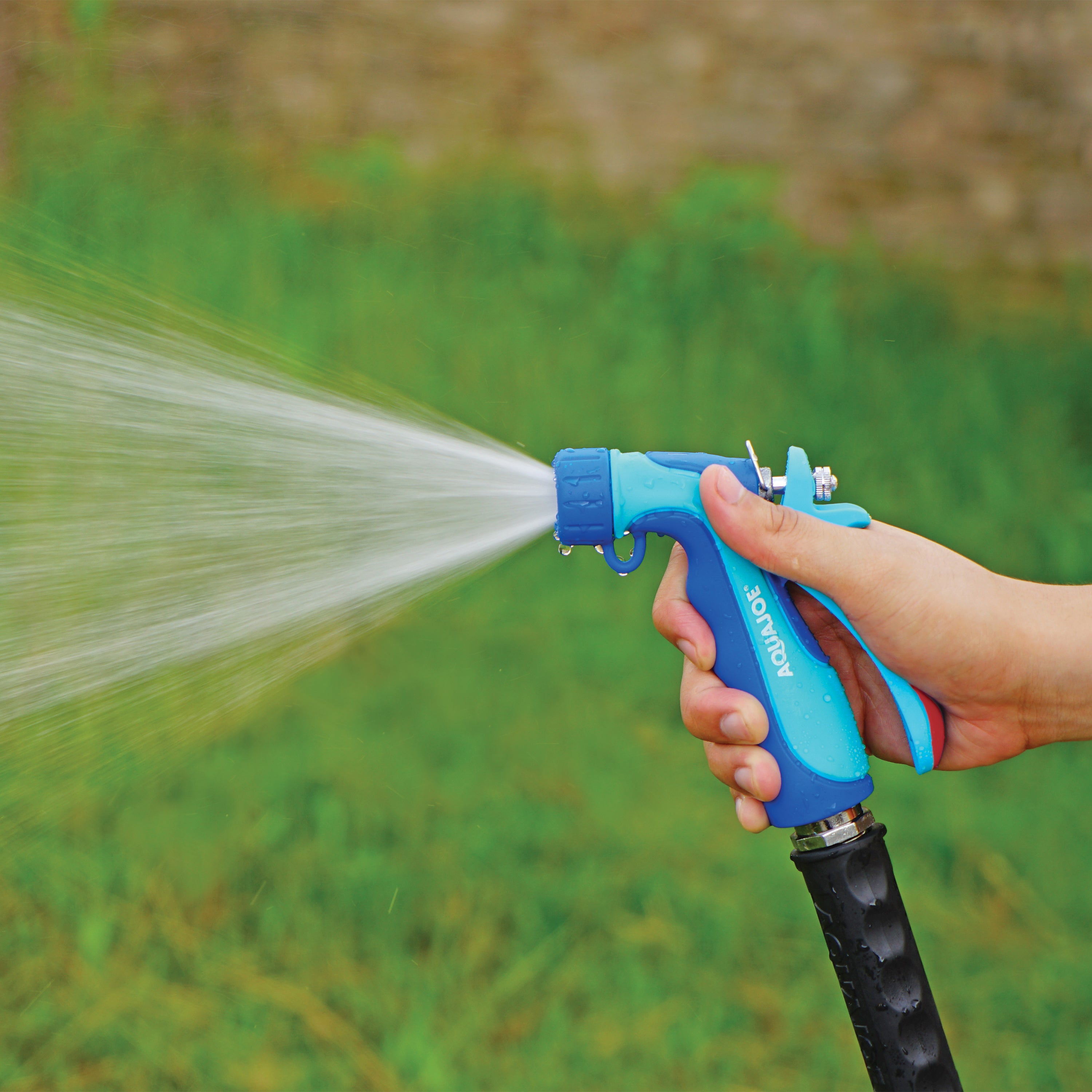 Aqua Joe AJHN100 2PK Heavy Duty Metal Insulated Nozzle - 3 Spray Patterns, Rubber Overmold for Hot & Cold Water Use - Durable Garden Hose Nozzle for Watering Plants, Washing Cars & Outdoor Cleaning (2 Pack)
