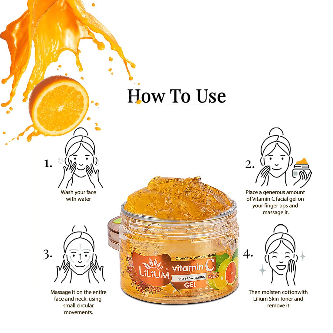 Lilium Vitamin C Face Gel (250G) - Paraben-Free, Natural Skin Brightening & Reviving Gel | Reduces UV Damage, Nourishes & Tightens Skin | Perfect for Daily Skincare & Anti-Aging Routine