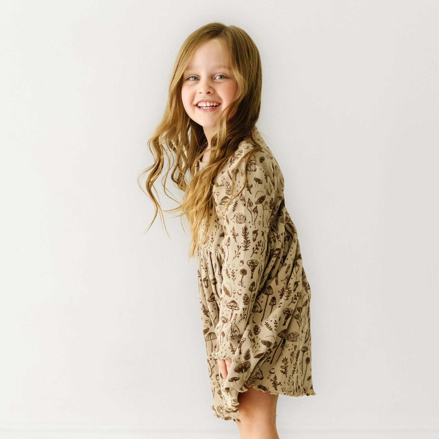 Organic Long Sleeve Twirl Dress for Girls - Soft Cotton Woodland Print Party & Play Dress - Perfect for Birthday, Holiday & Special Occasions
