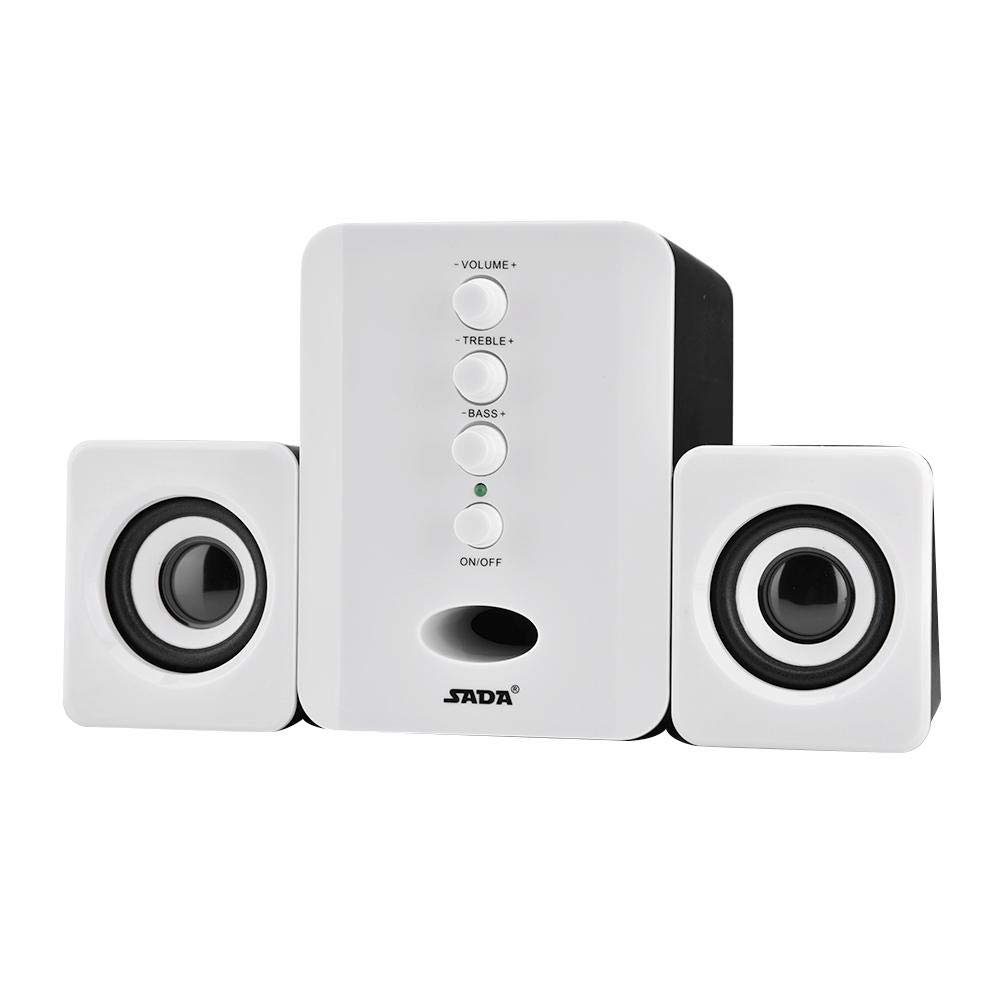 LetCart 2.1 Channel USB Wired Speaker with Powerful Bass - Mini Subwoofer for PC, Laptop, Phone Music Playback (Black/White) | Perfect for Home Office, Gaming & Entertainment