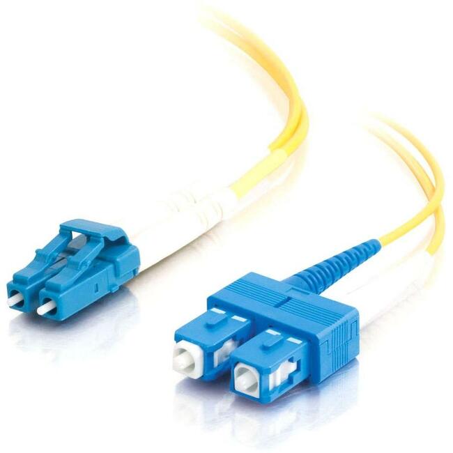 2M LC SC 9/125 OS2 Duplex Single Mode PVC Fiber Optic Cable - Yellow - High-Speed Data Transmission for Networking & Telecom Applications