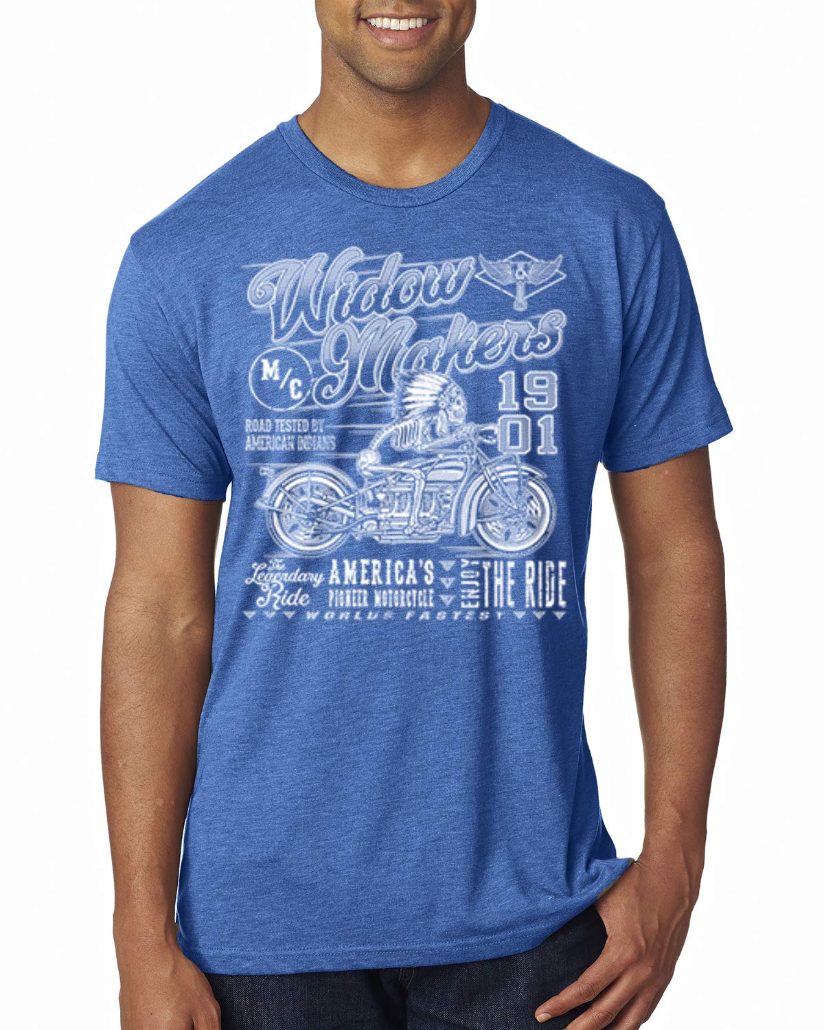 1901 Widow Makers Skeleton Motorcycle Cars and Trucks Men's Premium Tri-Blend T-Shirt - Vintage Biker Graphic Tee for Motorcycle Riders & Car Enthusiasts - Perfect for Riding, Car Shows & Casual Wear