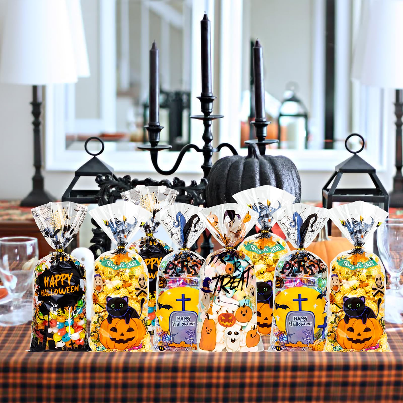 Halloween Treat Bags 100pcs - Snack & Cookie Packaging for Parties
