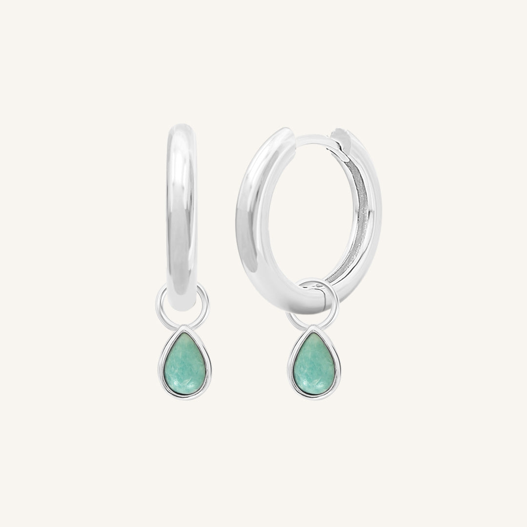 Amazonite Gemstone Hoop Earrings for Women - Elegant Healing Crystal Jewelry for Everyday Wear & Special Occasions