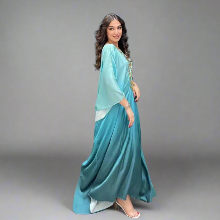 Free Size Batwing Sleeve Farasha Abaya Dress - Modest Islamic Women's Clothing for Prayer, Mosque & Special Occasions