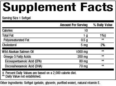 Premium Wild Alaskan Salmon Oil 1000mg Softgels - Omega 3 EPA DHA Supplement for Heart, Brain & Joint Health - Supports Skin & Coat for Dogs & Cats - 120 Count Bottle for Daily Wellness