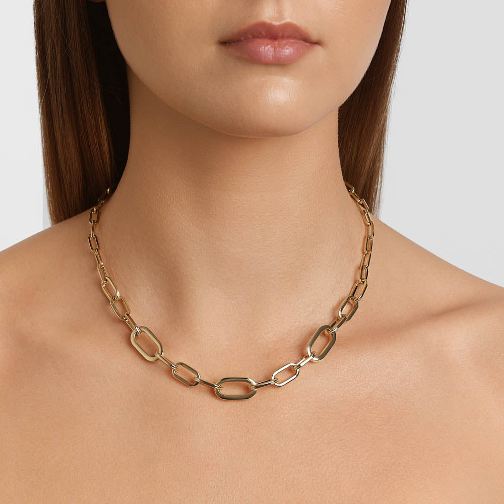 Bold Paperclip Chain Necklace - 14K Gold Plated Dainty Minimalist Jewelry for Women, Perfect for Everyday Wear & Layering
