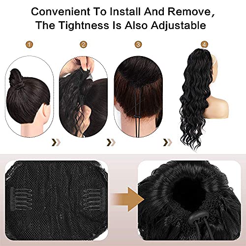 Natural-Looking Synthetic Drawstring Ponytail Hair Extension with Body Wave - Perfect for Daily Wear, Cosplay & Special Occasions