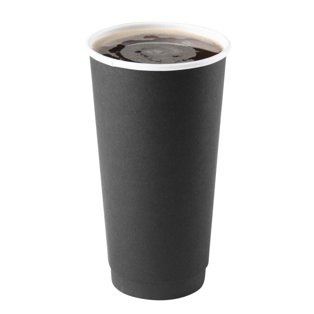 20 oz Black Double Wall Paper Coffee Cups - 250 Count Bulk Box (3.5