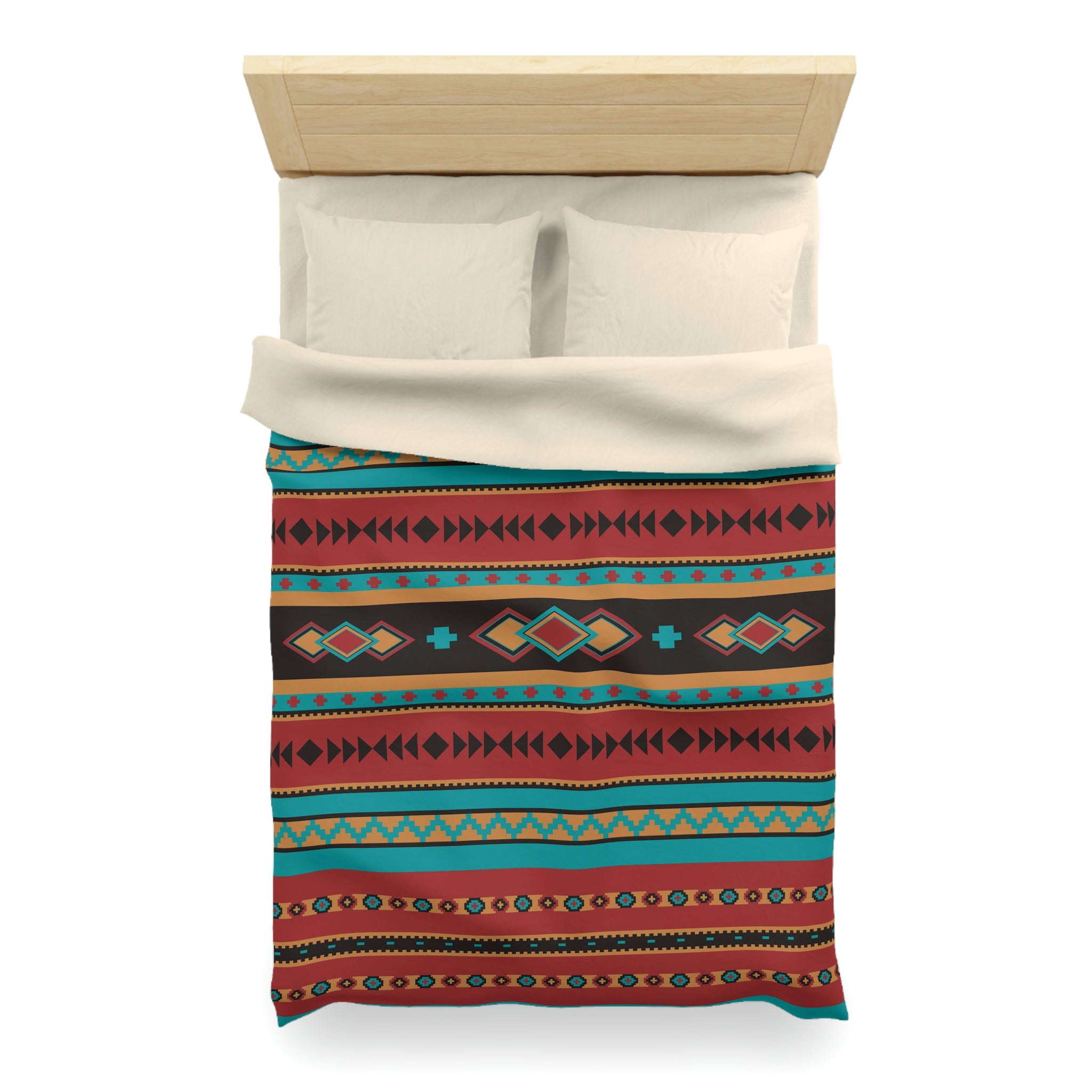 Southwestern Microfiber Duvet Cover Set - Desert Jewel Pattern Rustic Bedding for Queen/King Size - Perfect for Boho Chic Bedroom Decor & Southwest Style Home Design