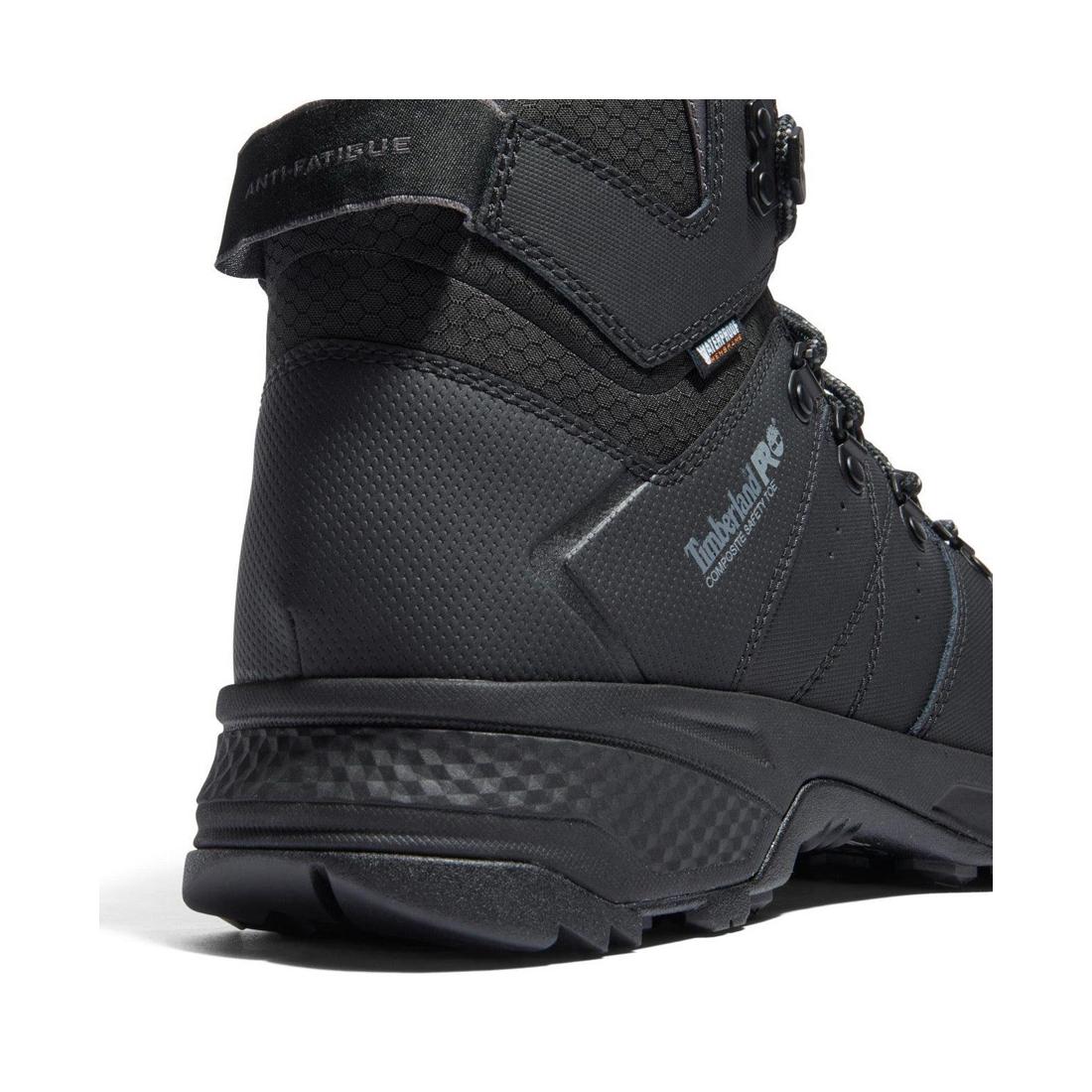 Switchback 6 Inch Composite Toe Waterproof Work Boots for Men - Black Safety Shoes for Construction, Warehouse & Outdoor Work