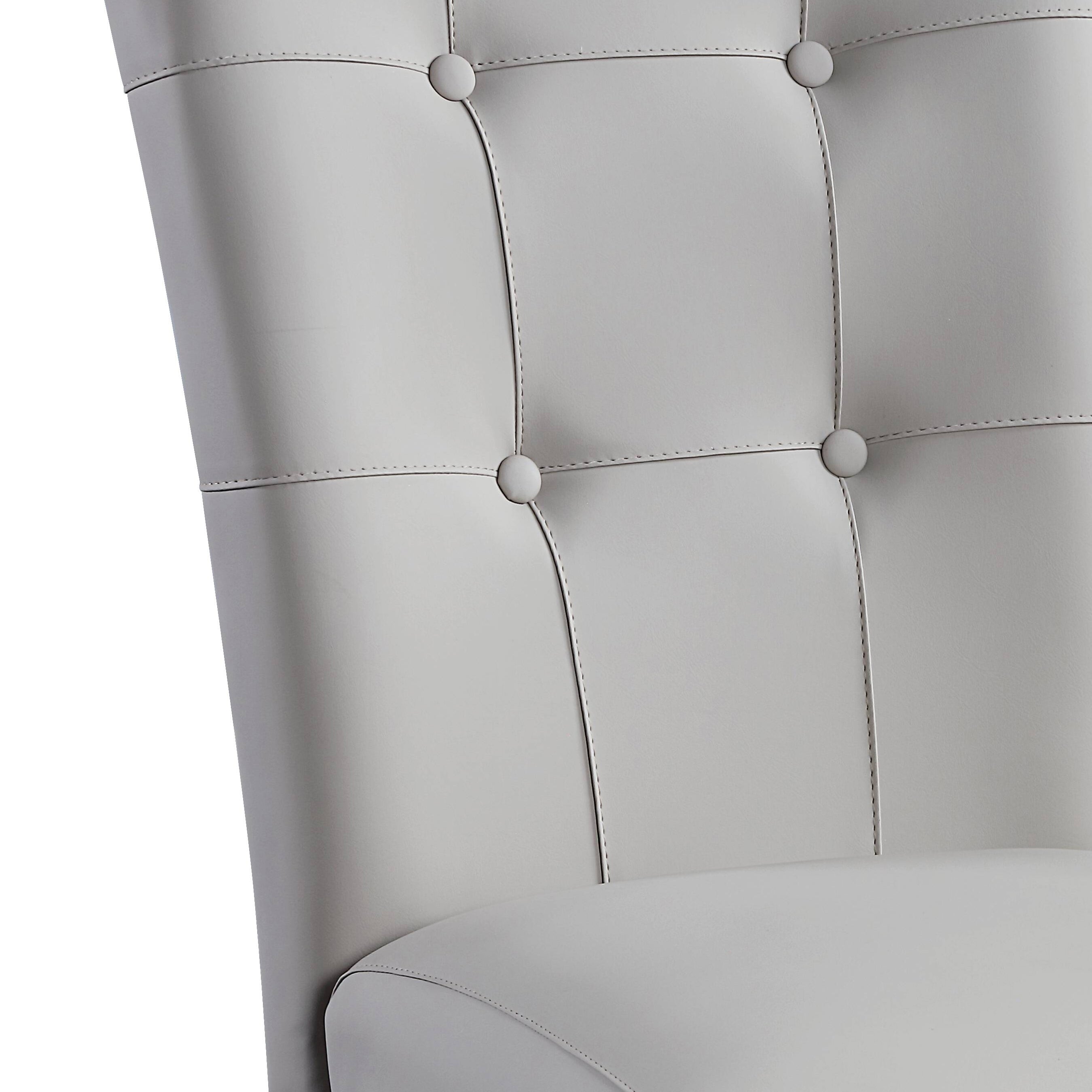 Charnell Gray Synthetic Leather & Oak Finish Side Chairs (Set of 2) - Modern Dining Room Chairs for Kitchen, Office, or Living Room