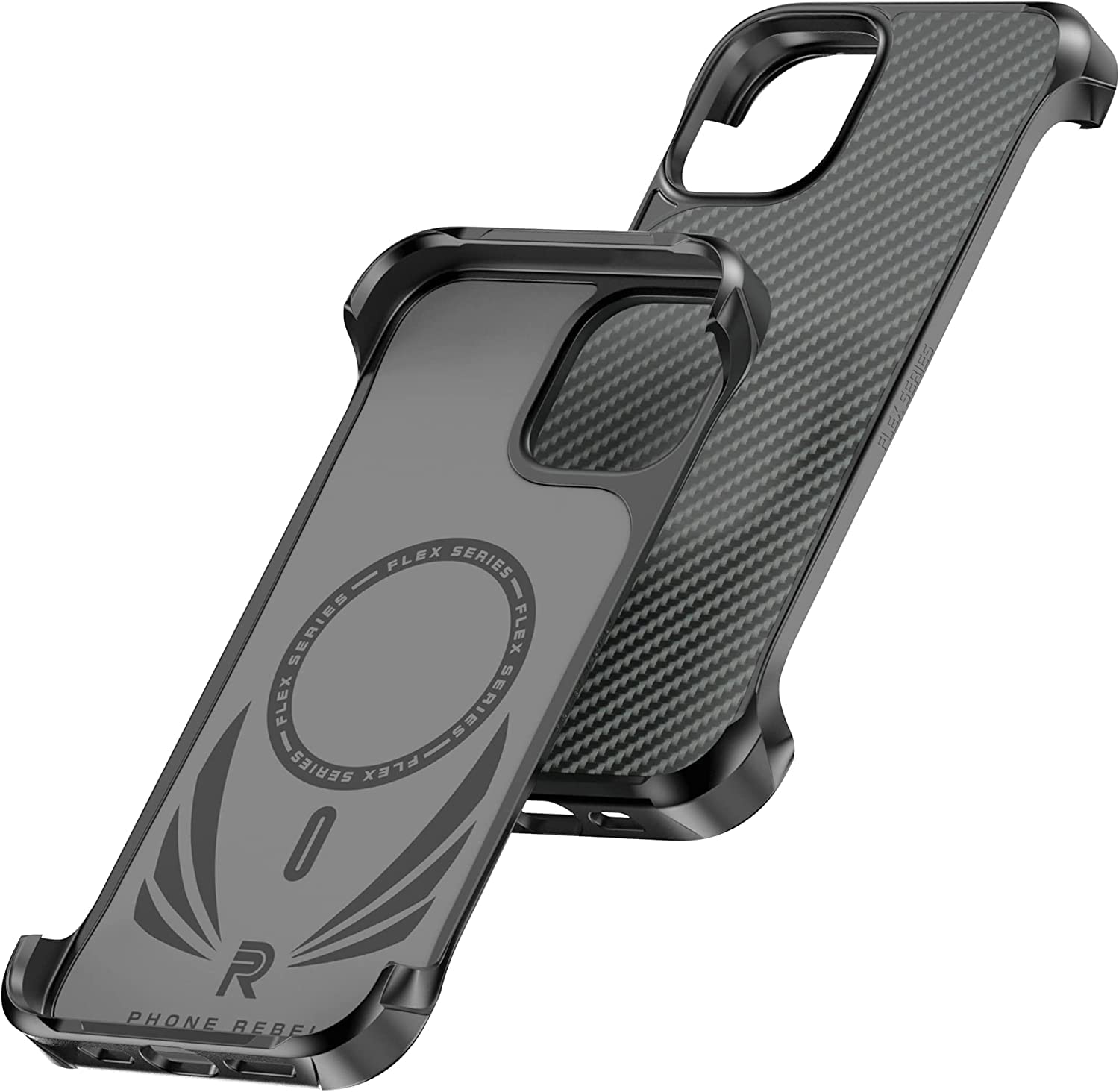 REBEL iPhone 12/12 Pro Case [Flex Series] - Ultra Slim Aramid Fiber Cover with Exposed Sides & Strong MagSafe Compatibility | Protective Raised Corners | Frameless Design for 6.1 Inch iPhone 12/12 Pro (2020) | Perfect for Daily Use, Work & Outdoor Activities (Flex Black)