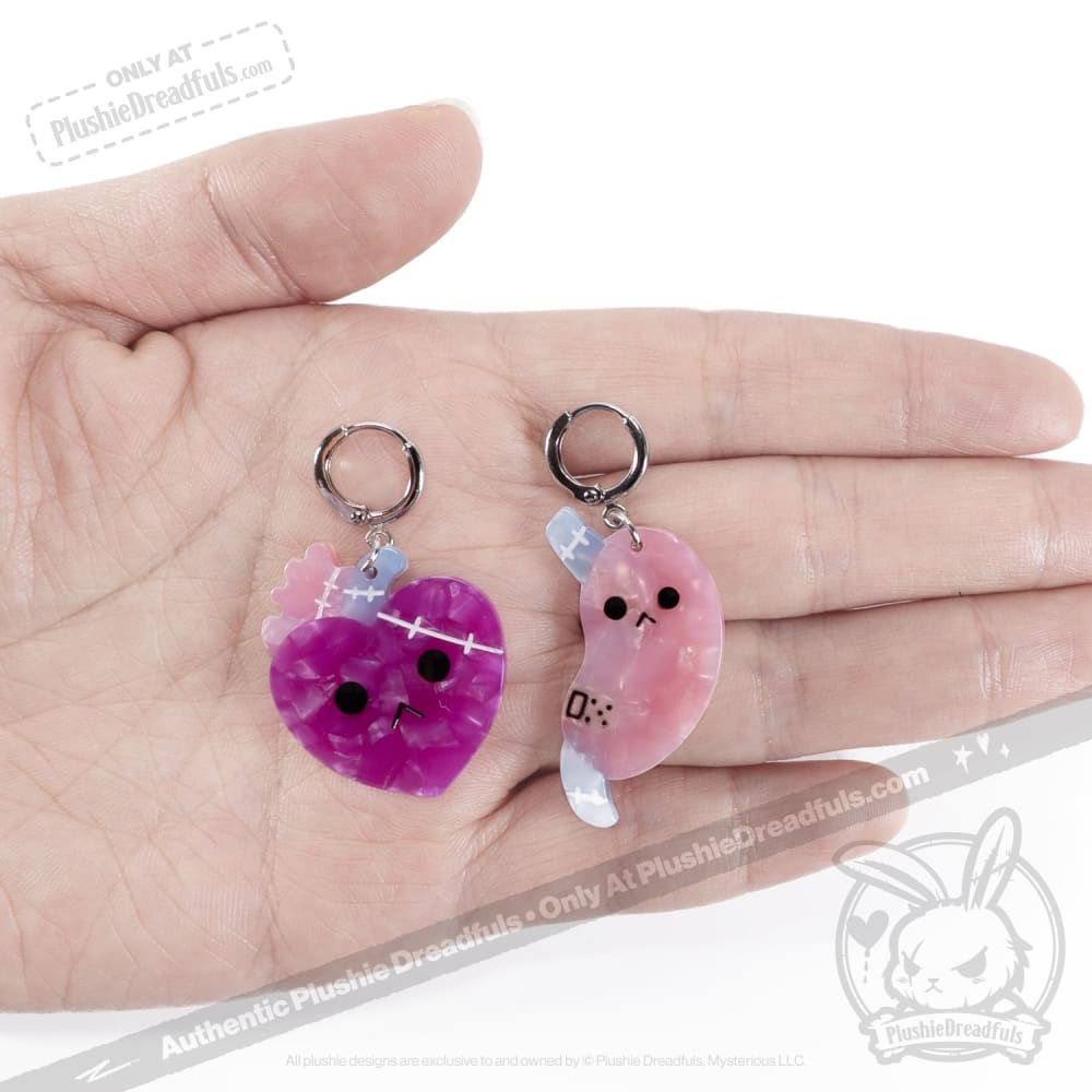 Stylish Bone Organizer Heart & Stomach Earrings - Unique Anatomical Jewelry for Medical Students, Nurses, and Science Lovers - Perfect for Halloween, Costume Parties, and Anatomy-Themed Events