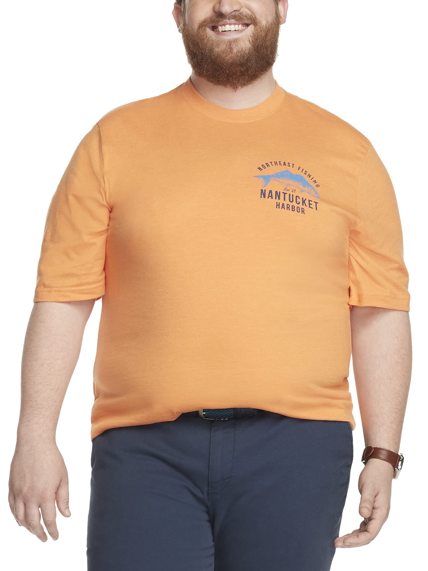 IZOD Men's Big & Tall Saltwater Short Sleeve Graphic T-Shirt - Comfortable Casual Wear for Beach, Vacation & Summer Outings