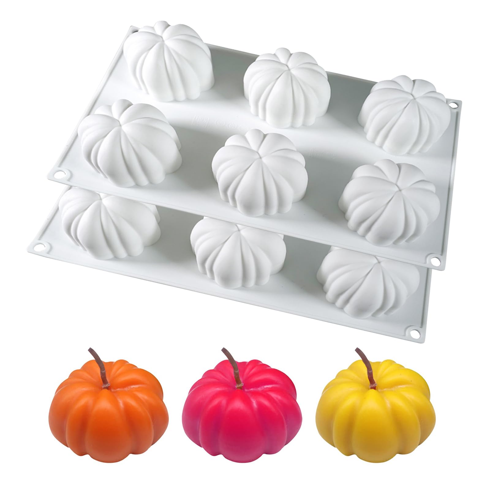 3D Pumpkin Silicone Mold - 2 Pack Halloween Candle Molds, Thanksgiving Pumpkin Cake Pan, Fall Soap Molds for Epoxy Resin, DIY Home Decor - Perfect for Halloween Party, Thanksgiving Baking & Handmade Soap Crafts