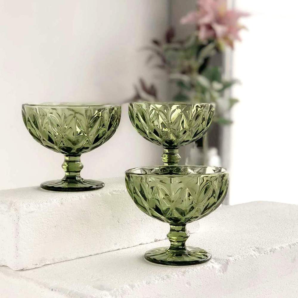 Green Cruise 250ml Glass Serving Bowls - Dessert Bowls for Ice Cream, Fruit, Salad | Elegant Dinnerware for Parties, Home & Restaurant Use