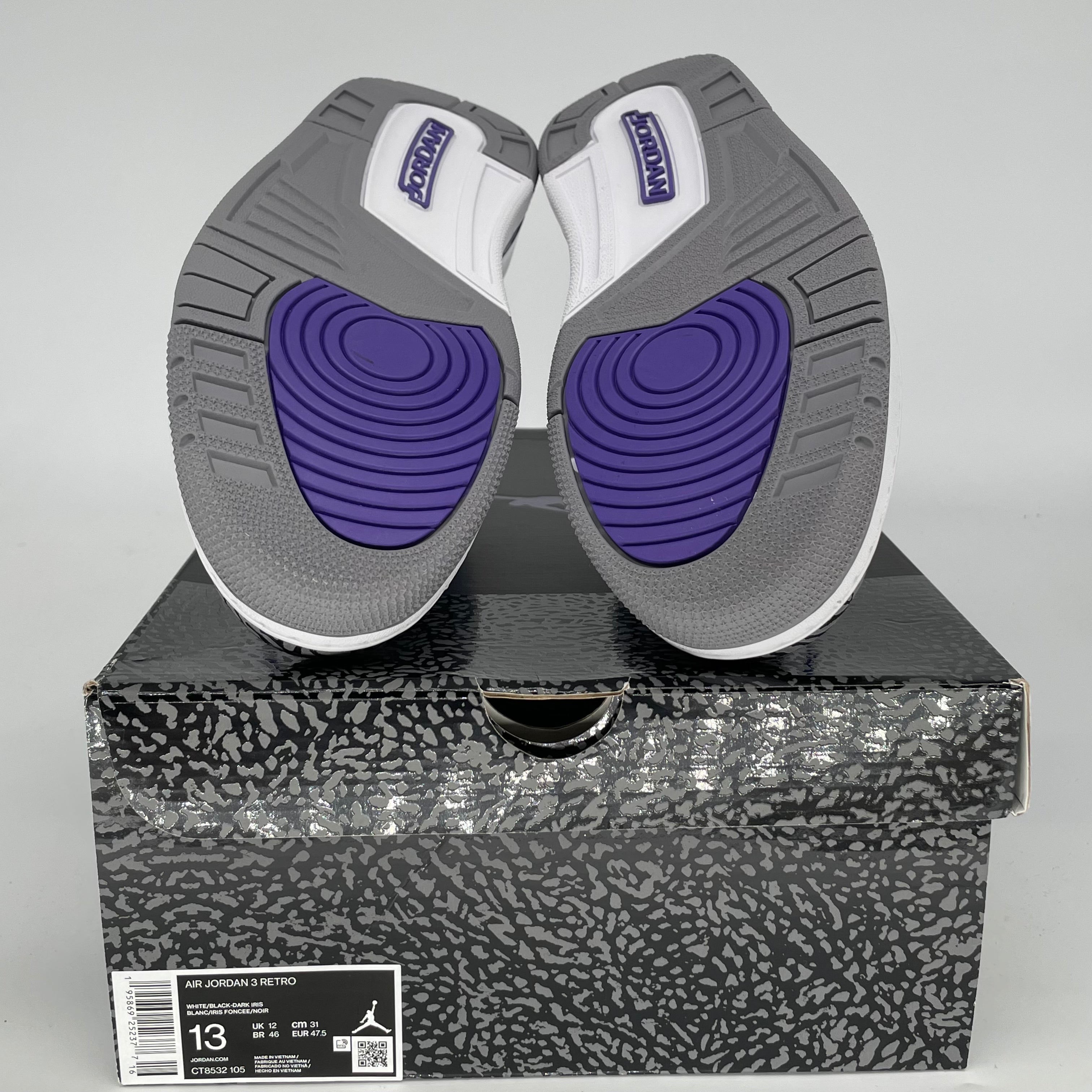AIR JORDAN 3 DARK IRIS Men's Basketball Shoes Size 13 - CT8532 105 | Retro Sneakers for Casual Wear & Street Style